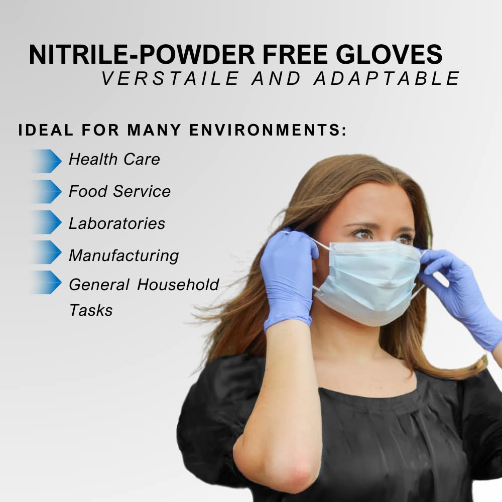 Essentials Healthcare Products Nitrile Powder-Free Examination Gloves, Latex-Free, Periwinkle