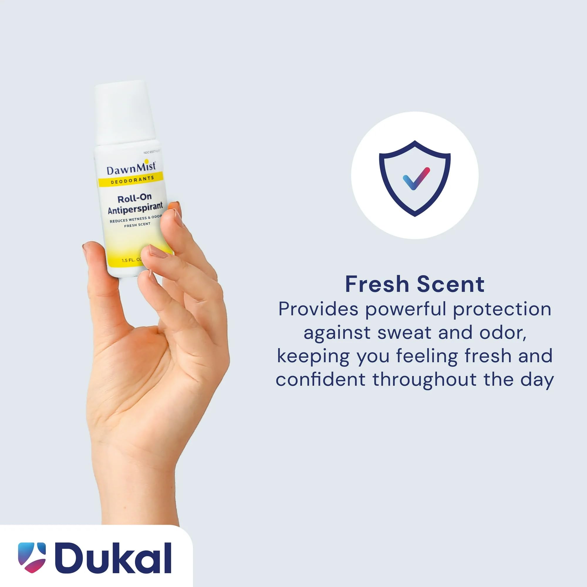 Dukal RD15 DawnMist Roll On Antiperspirant & Deodorant, Fresh Scent, Travel Size, 1.5oz