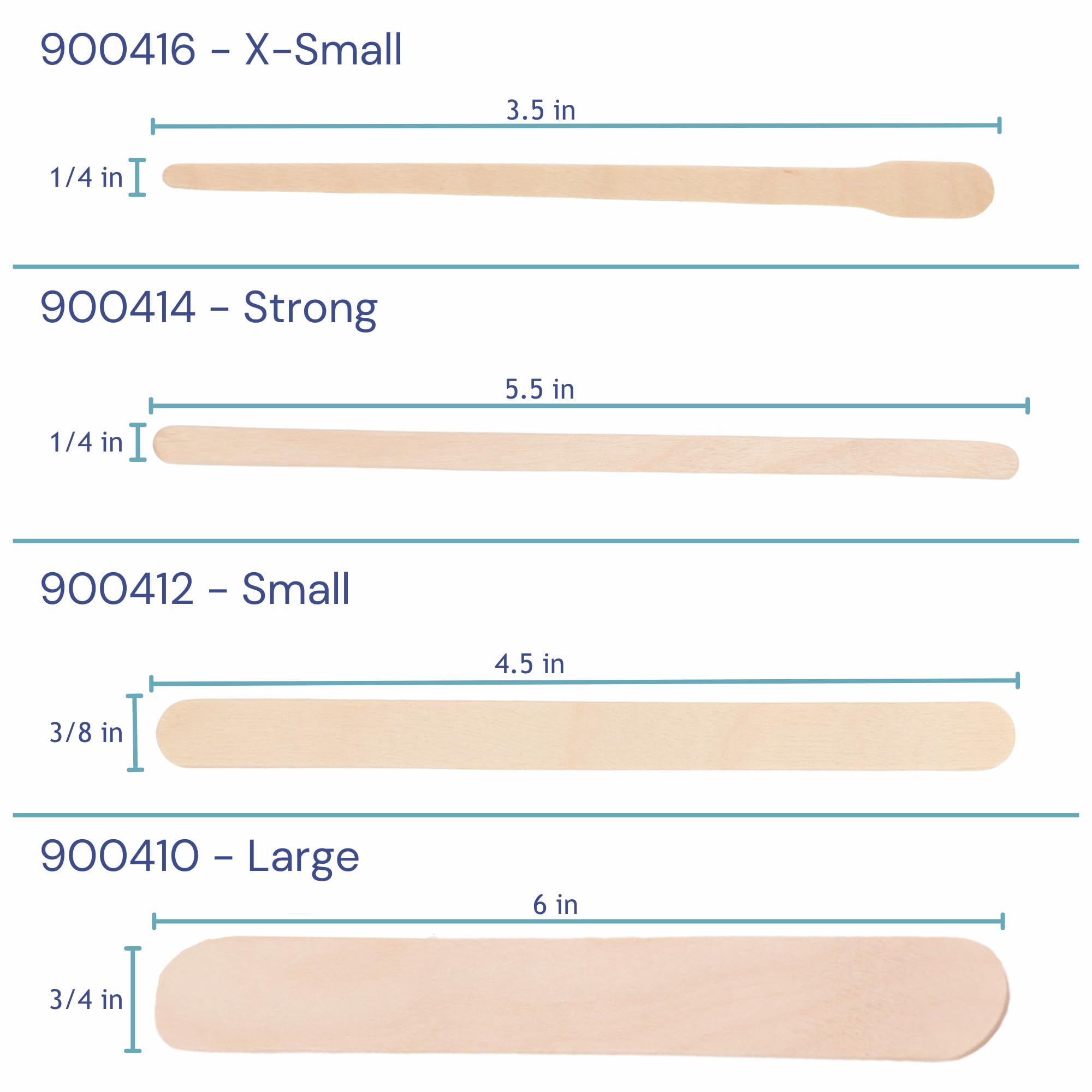 Dukal Small Wooden Wax Sticks - Body Hair Removal Applicator for Waxing, 3/8” x 4.5”