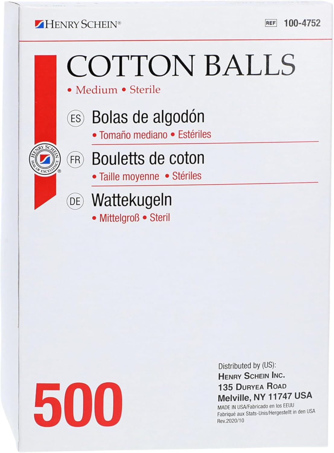 Cotton Ball, Medium, 500 Count/Box, 100% Pure Cotton Balls for Personal Care, Medical use, Makeup