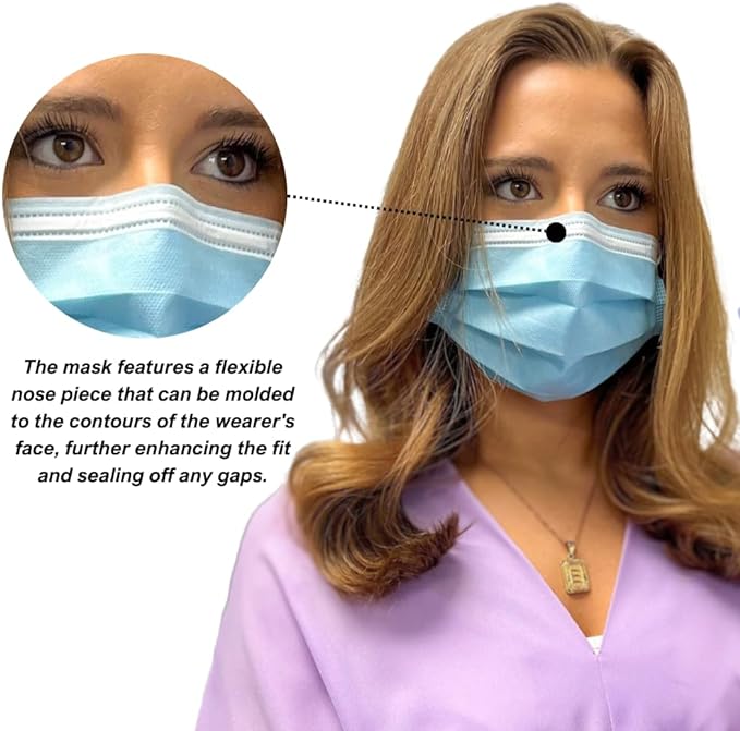 Essentials Healthcare Products ASTM Level 1 Earloop Procedure Face Masks (Disposable; Blue; Box of 50), Medium