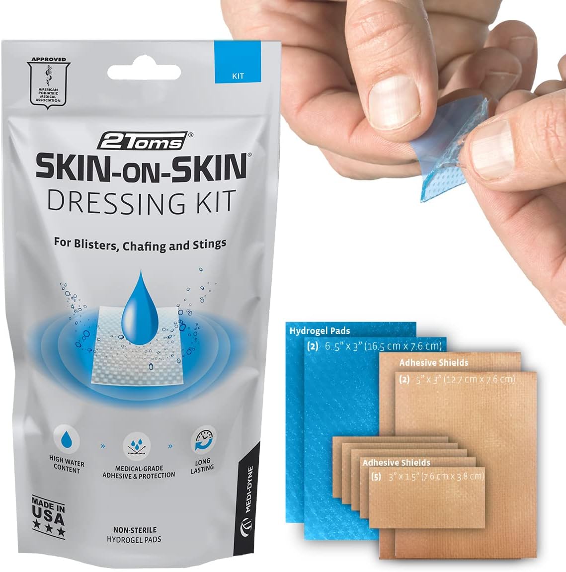 2Toms Skin-On-Skin Hydrogel Circles for Blisters, Chafing, Stings, Irritations, and Skin Pain Relief, 48 3-inch circles