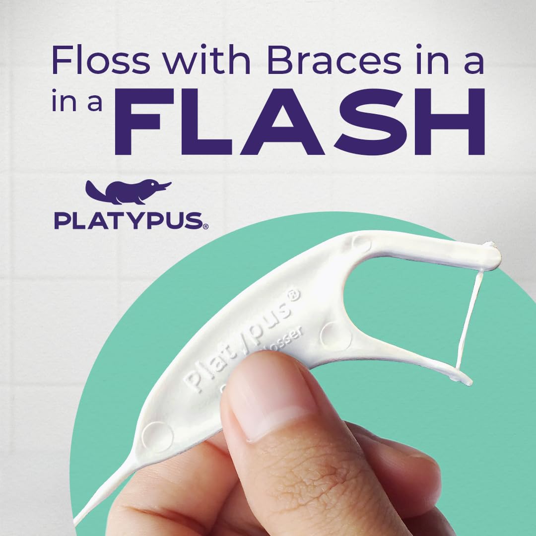 Platypus Orthodontic Flossers for Braces - Dental Floss Picks for Braces, Fits Under Arch Wire, Will Not Damage Braces, Increase Flossing Compliance, Floss Teeth in Less Than Two Minutes - 30 Count