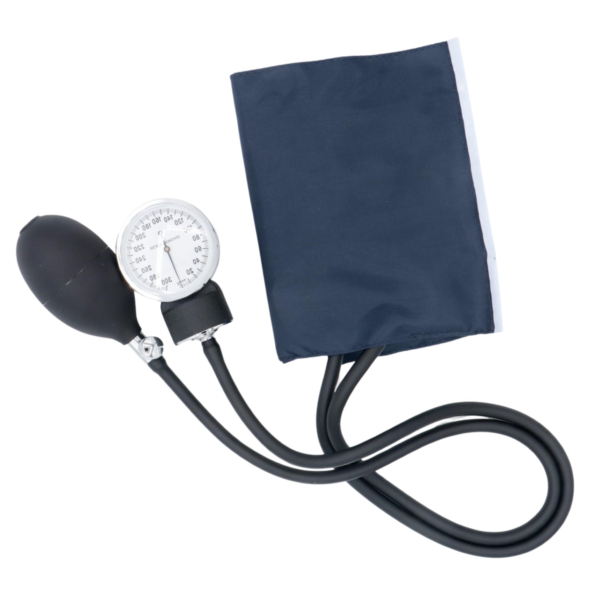 Aneroid Sphygmomanometer – Navy Blue Cuff, Manual Blood Pressure Monitor, Reusable, Dial Display, Includes Leatherette Carrying Case – 1 Count
