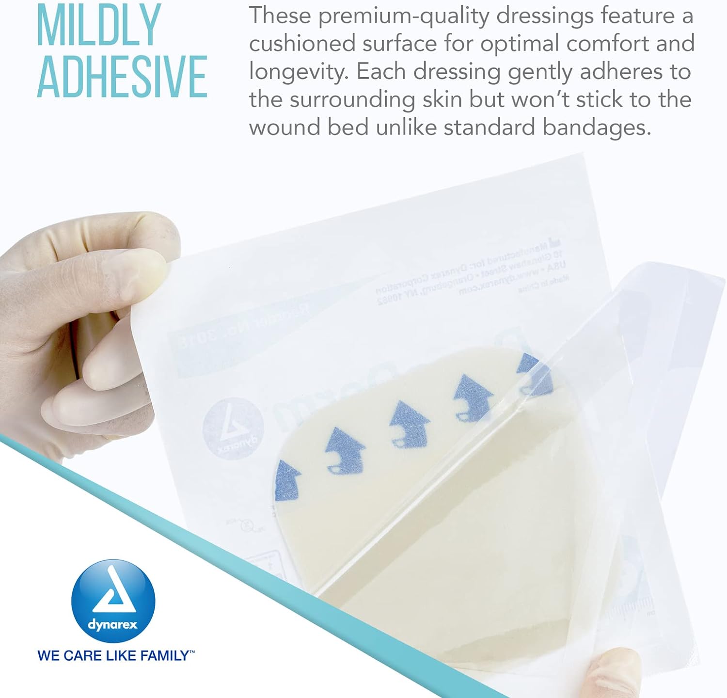Dynarex DynaDerm Hydrocolloid Dressings, Sterile Moist Bandages Used for All Kinds of Wounds, 4" x 4", X-Thin & Latex-Free, Peel-Down Patches - 2 Boxes of 10 Dressings