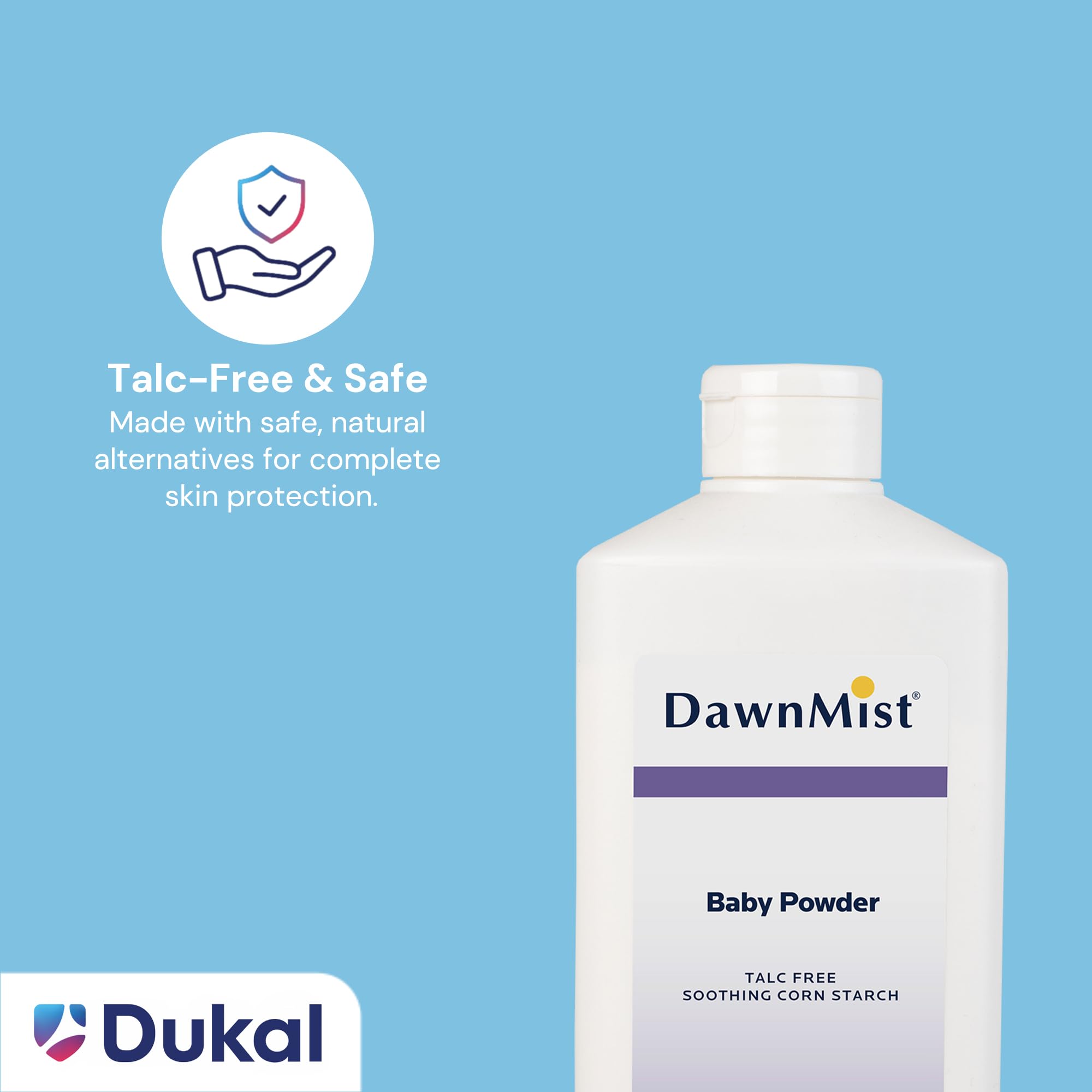 Dukal DawnMist Cornstarch Baby Powder 14 oz – Pack of 12 | Gentle, Talc-Free Formula for Baby & Adult Use, Soothes & Absorbs Moisture