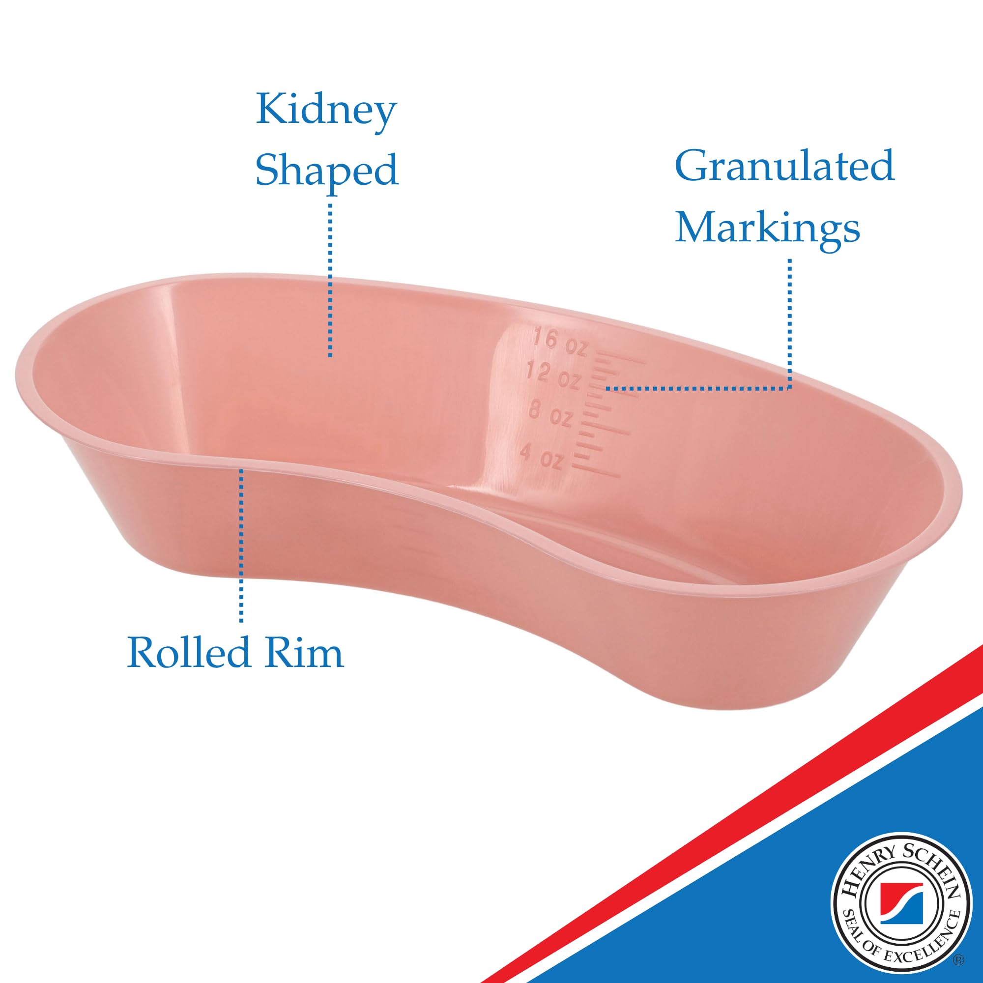 Emesis Basin Kidney Plastic Mauve 16oz - Reusable Plastic Kidney-Shaped, Mauve Color, 16oz Volume, 8-1/2" Primary Length, Disposable, 25/Box