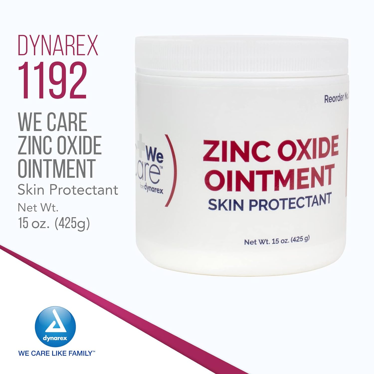 Dynarex Zinc Oxide Ointment, Soothes, Prevents, and Relieves Diaper Rash, Chaffed Skin, and Irritation, White, 1 Count - 15 oz. Jar of Ointment