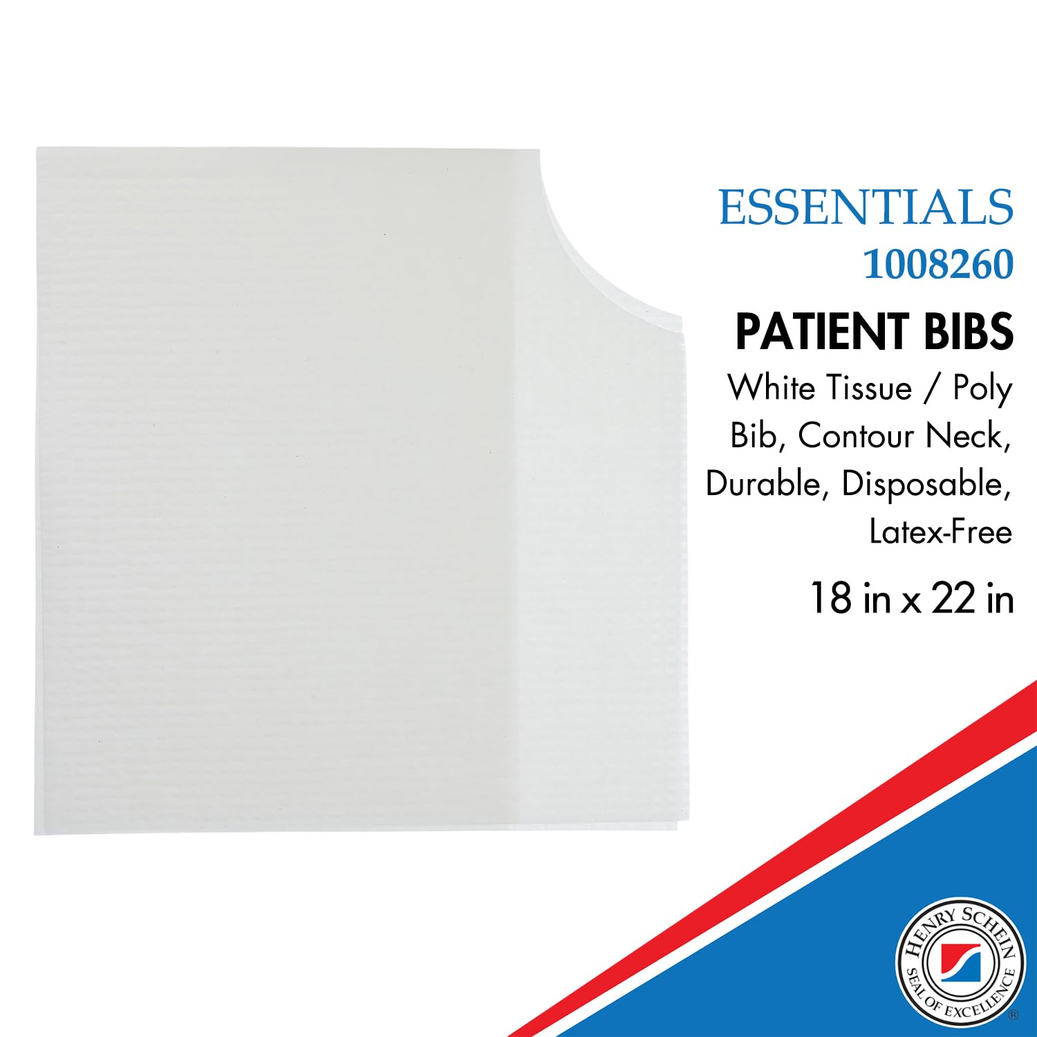 Patient Bibs – 18" x 22", – Tissue with Poly Backing, Disposable – Waterproof, Durable Protection for Dental, Medical, or Salon Use – 400 per Case