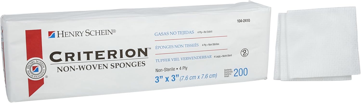 Henry Schein Rayon/Polyester Blend Non-Woven Sponges, 3 in x 3 in 4 Ply Non-Sterile, 4-Ply, 200/Pack - 1 Pack
