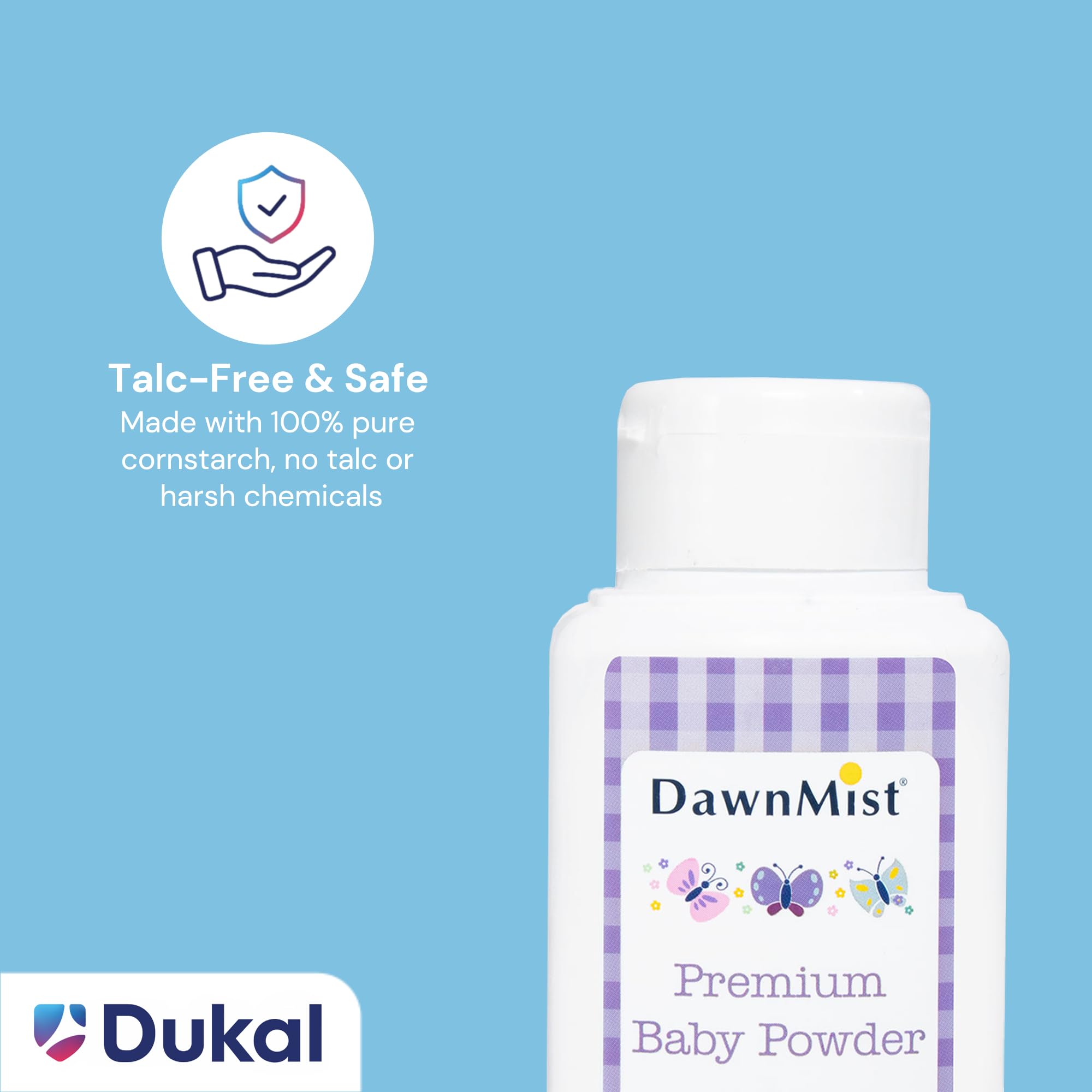 Dukal DawnMist Premium Baby Powder, 3.5 oz Bottles – Talc-Free Formula, Gentle & Soothing for Delicate Skin