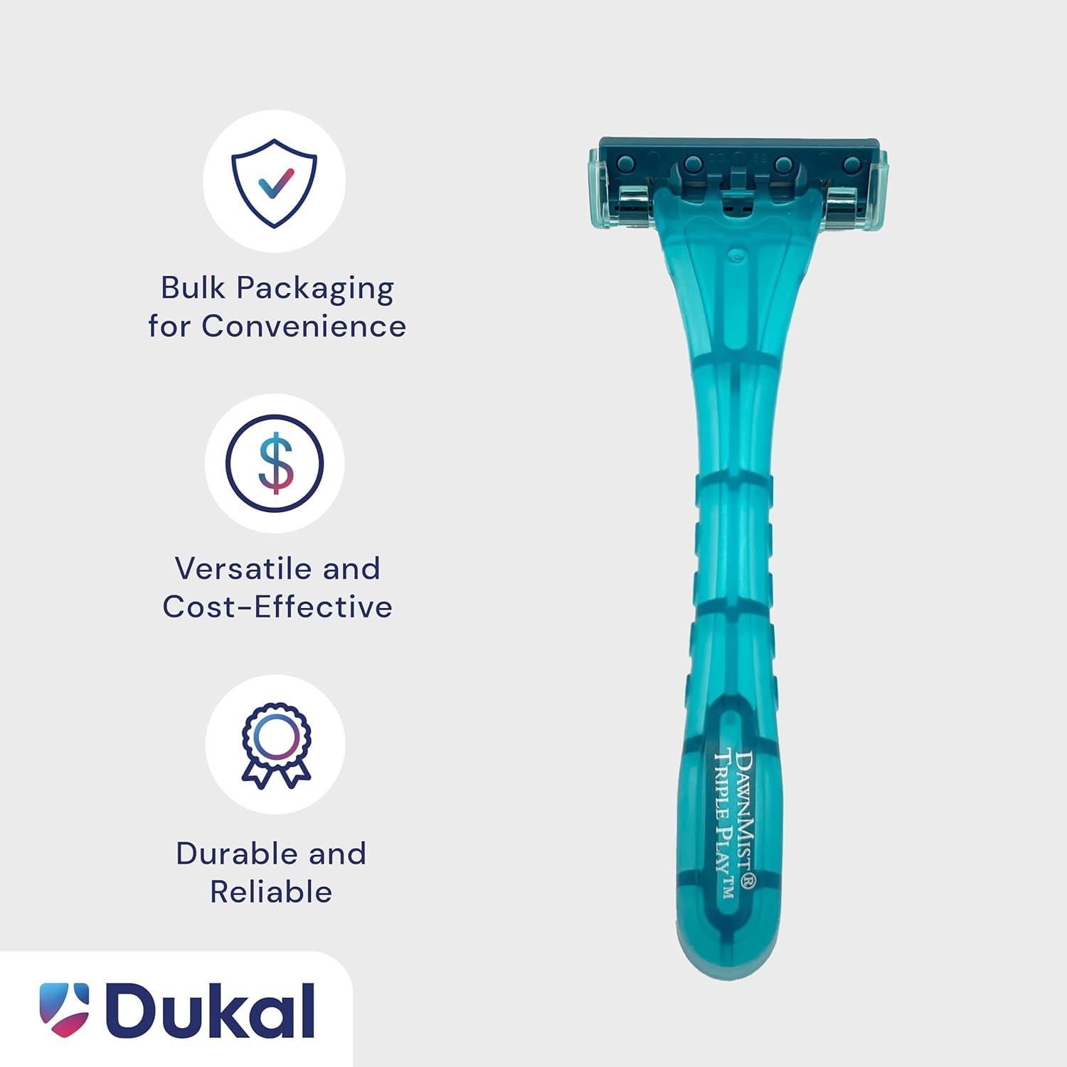 DawnMist Triple Play Personal Razor with Lubricating Strip Single Edge Triple Blade Teal DR3886