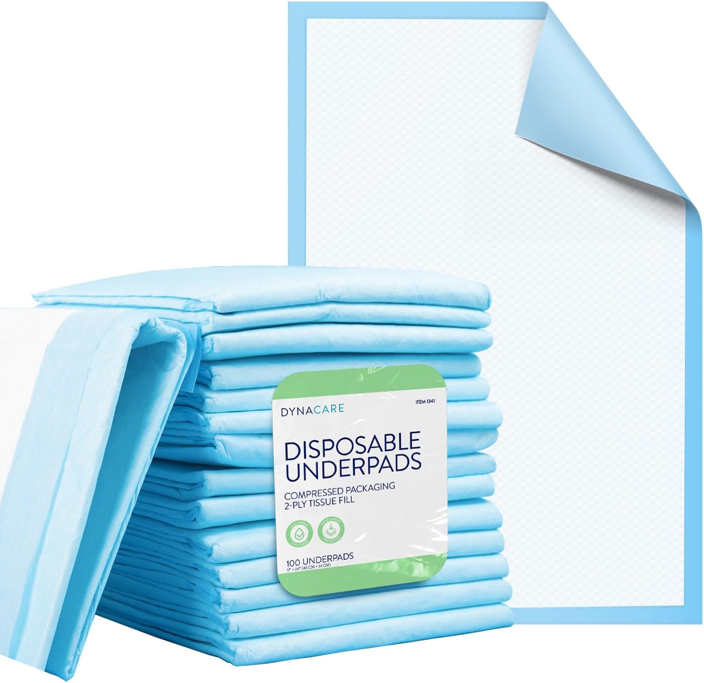 Dynarex Disposable UnderPad, 17" x 24", 22g, Incontinence Bed Pad to Protect Sheet, Mattresses, and Furniture
