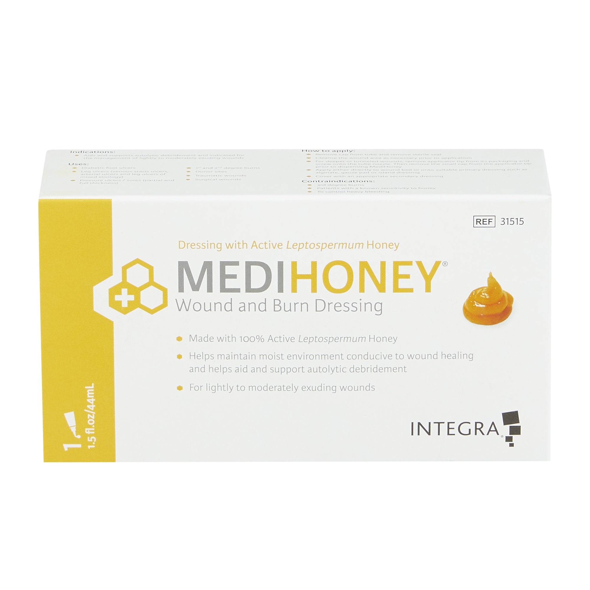 Integra Lifescience Medihoney Paste Dressing, 1.5 fl oz Tube, Applicator 31515