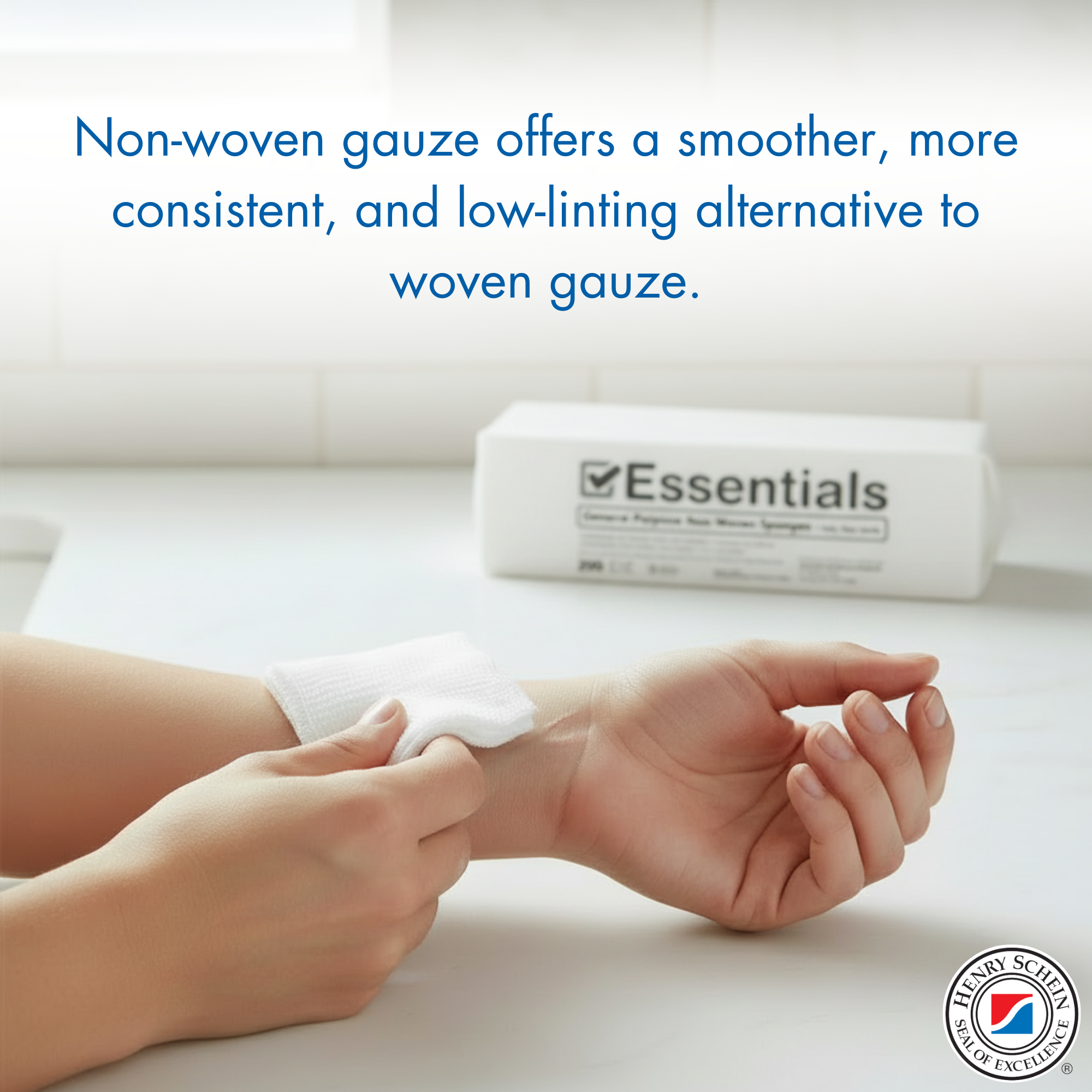 Essentials Non-Woven Gauze Sponges – 2" x 2", 4-Ply, Rayon/Poly Blend, Non-Sterile, Soft & Absorbent, Low-Lint, Disposable – 200 Count