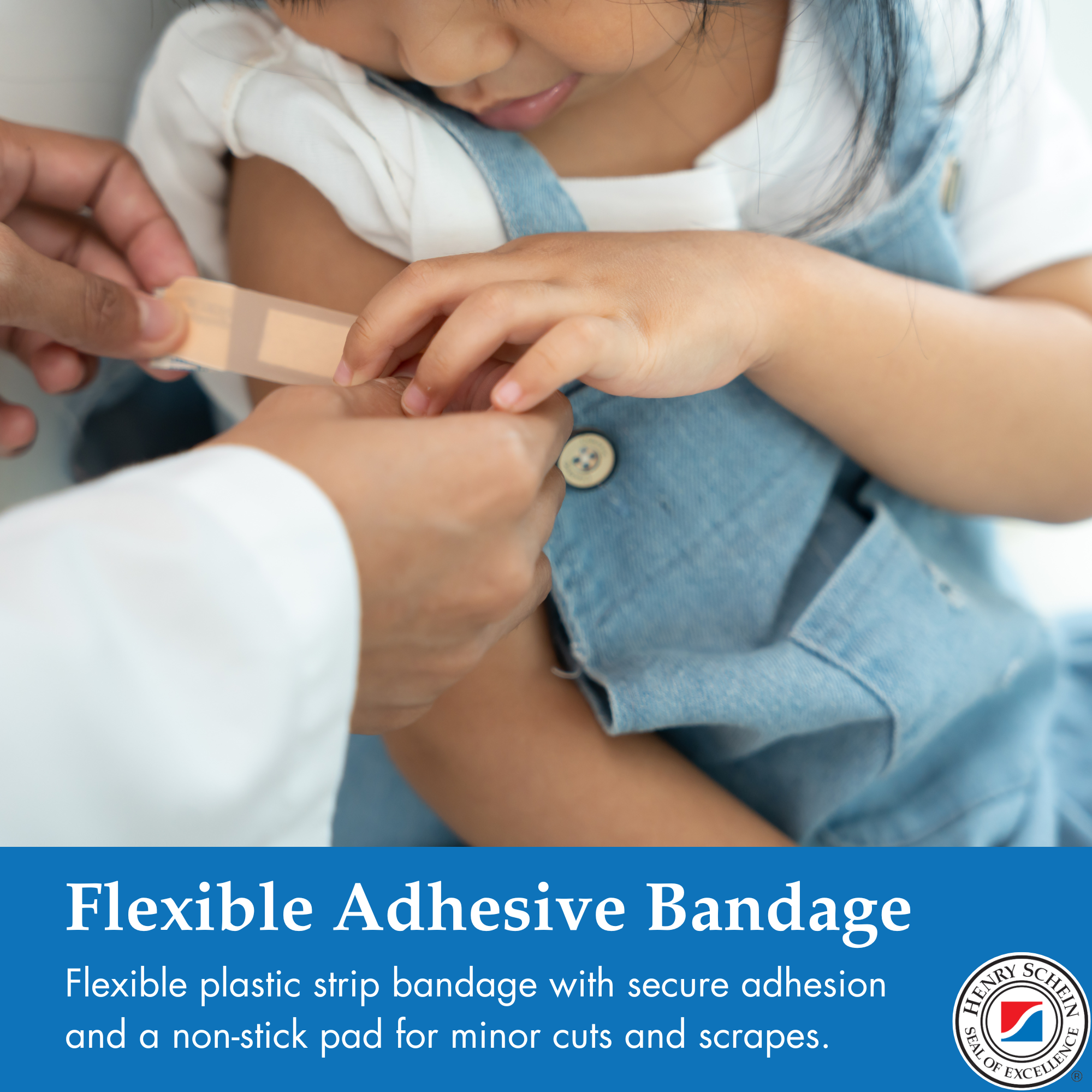 Henry Schein Sheer Adhesive Bandages, 3/4" x 3" Sterile Strips | Bulk Case of 1,500 (10 Packs of 150) | Breathable, Latex-Free First Aid Bandages for School Nurses, Offices & Businesses