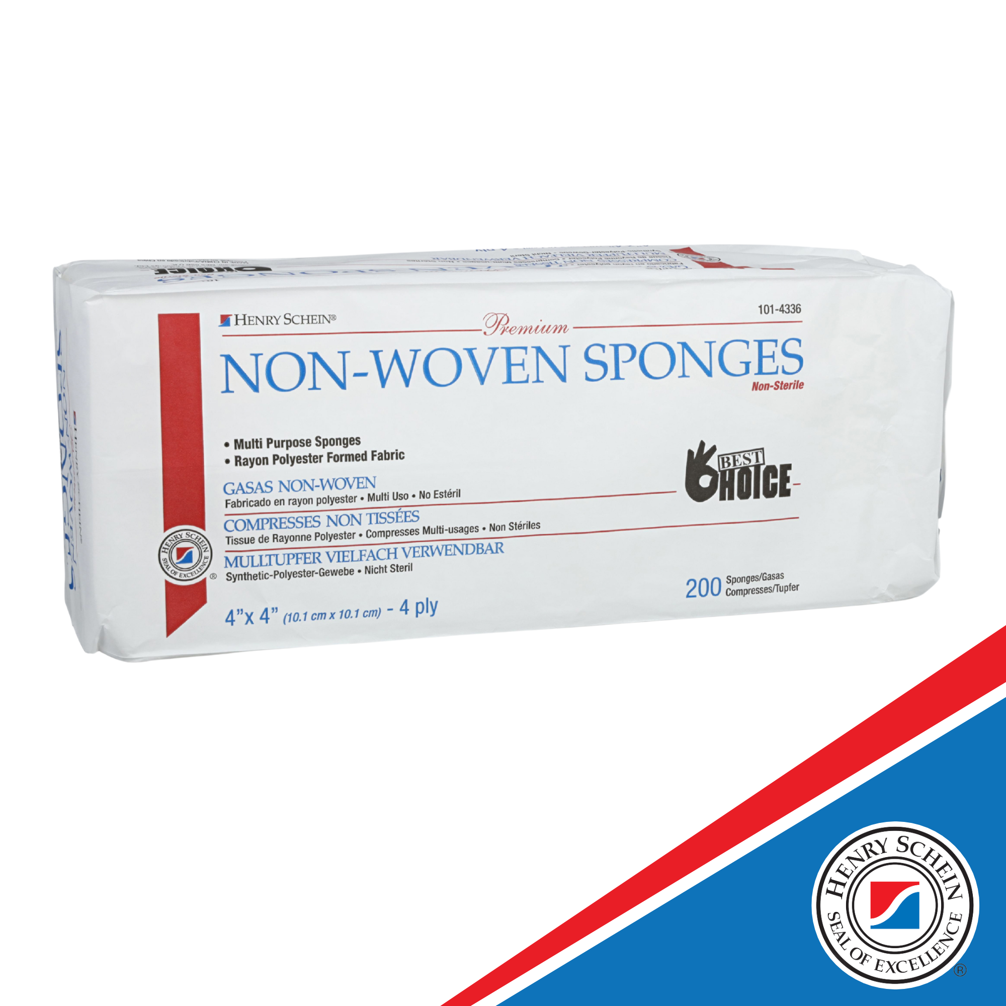 Henry Schein Premium Gauze, Rayon/Polyester Blend Non-Woven Sponges, 4