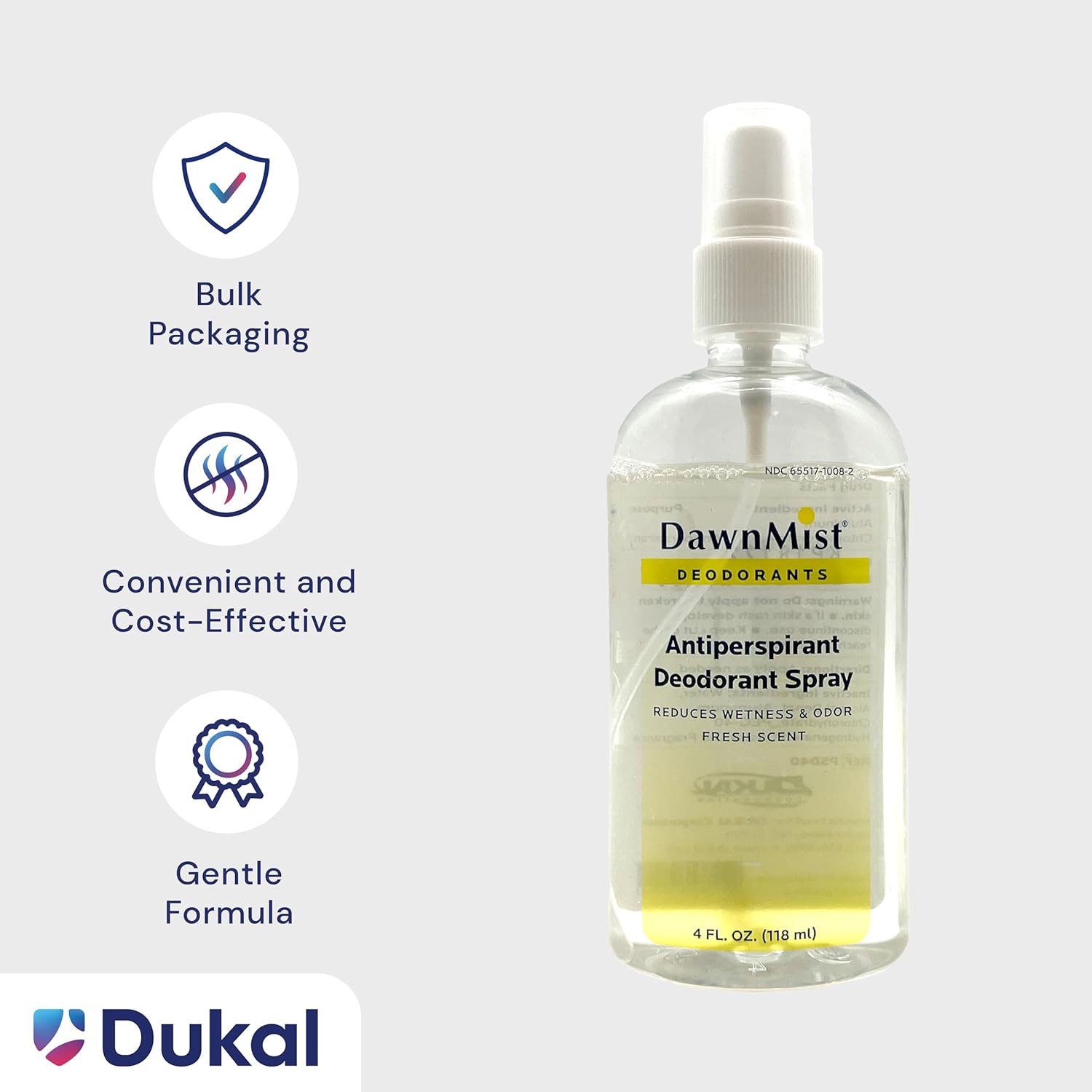 Dukal PSD40 Dawn Mist Antiperspirant Deodorant, 4 oz, Pump Spray, Pack of 48