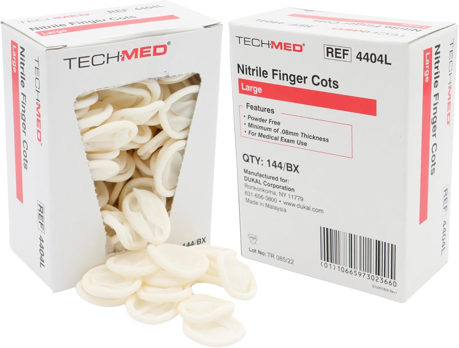 Dukal Tech-Med 4404 Series Finger Cot, Size S-XL, Nitrile (Pack of 144)