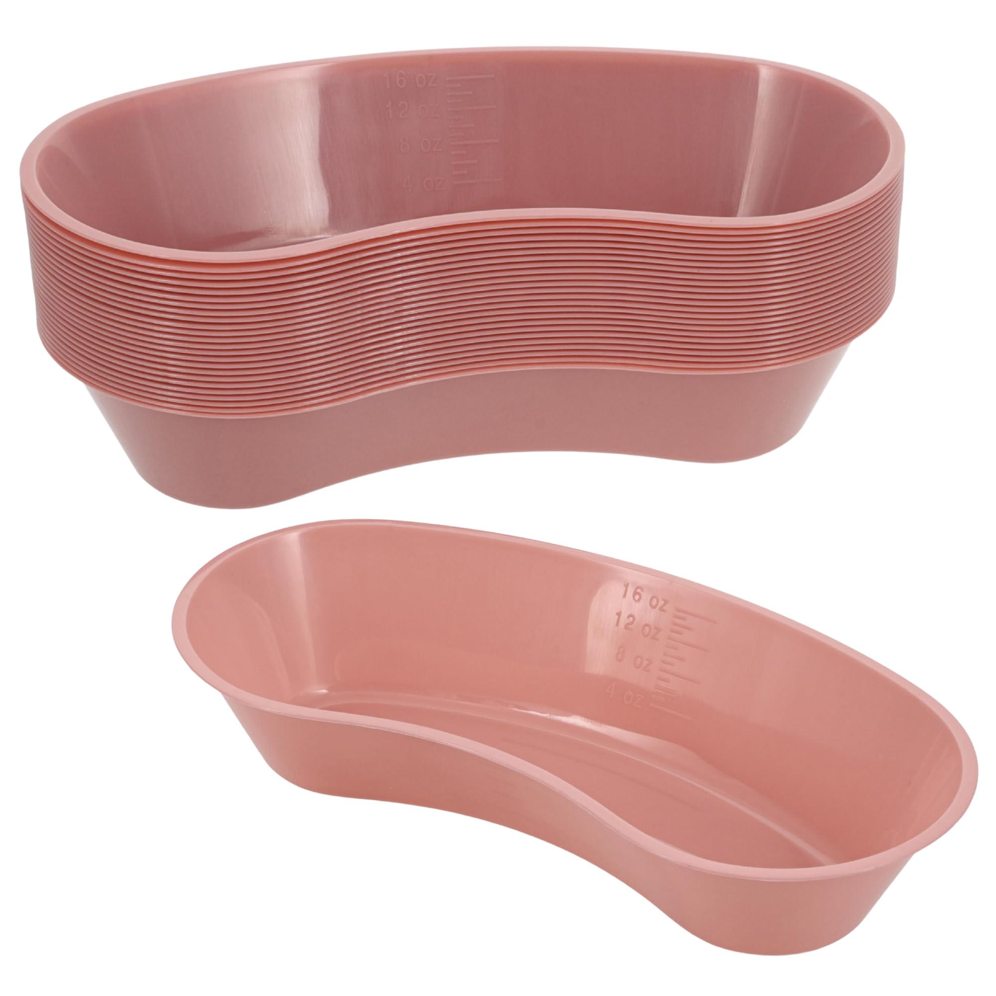 Emesis Basin Kidney Plastic Mauve 16oz - Reusable Plastic Kidney-Shaped, Mauve Color, 16oz Volume, 8-1/2" Primary Length, Disposable, 25/Box