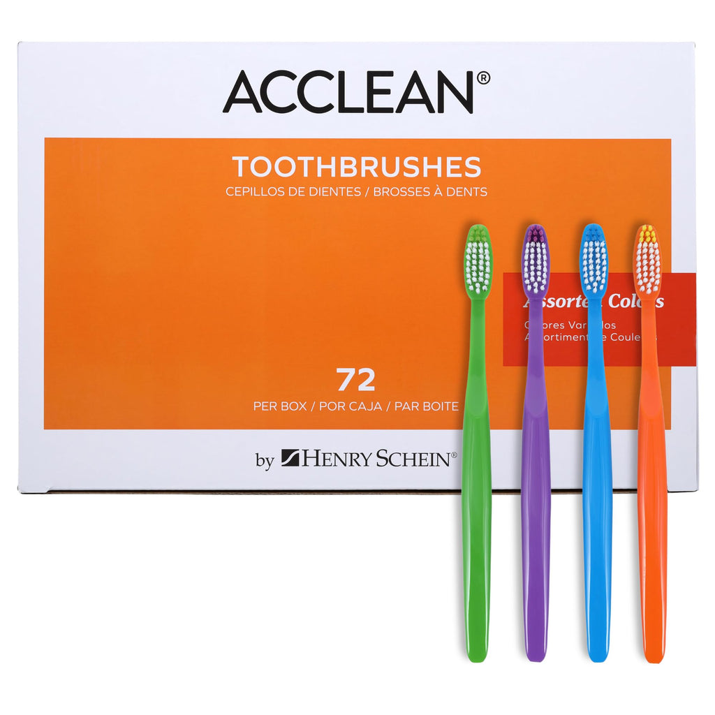 Henry Schein Acclean Adult Toothbrush, Angled Compact Head with 40 Tuf