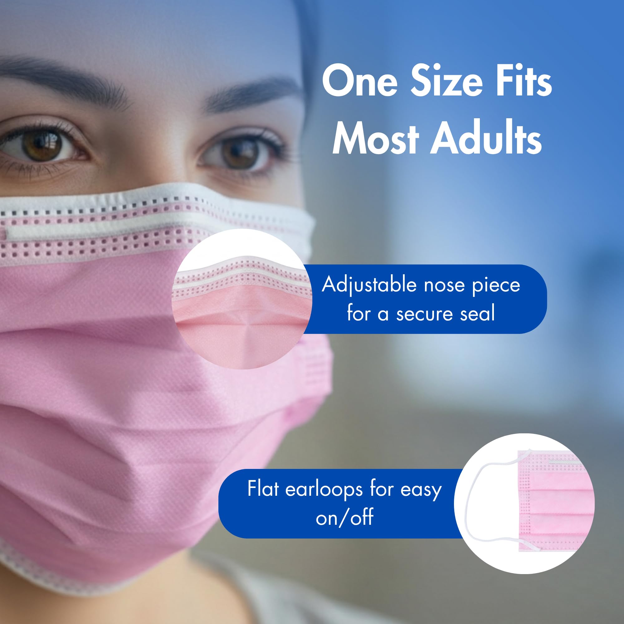 Criterion ASTM Level 3 Disposable Face Mask – Anti-Fog, Mask, 3-Ply, Fluid Resistant, Latex-Free, Flat Earloops, Adult, 50/Box