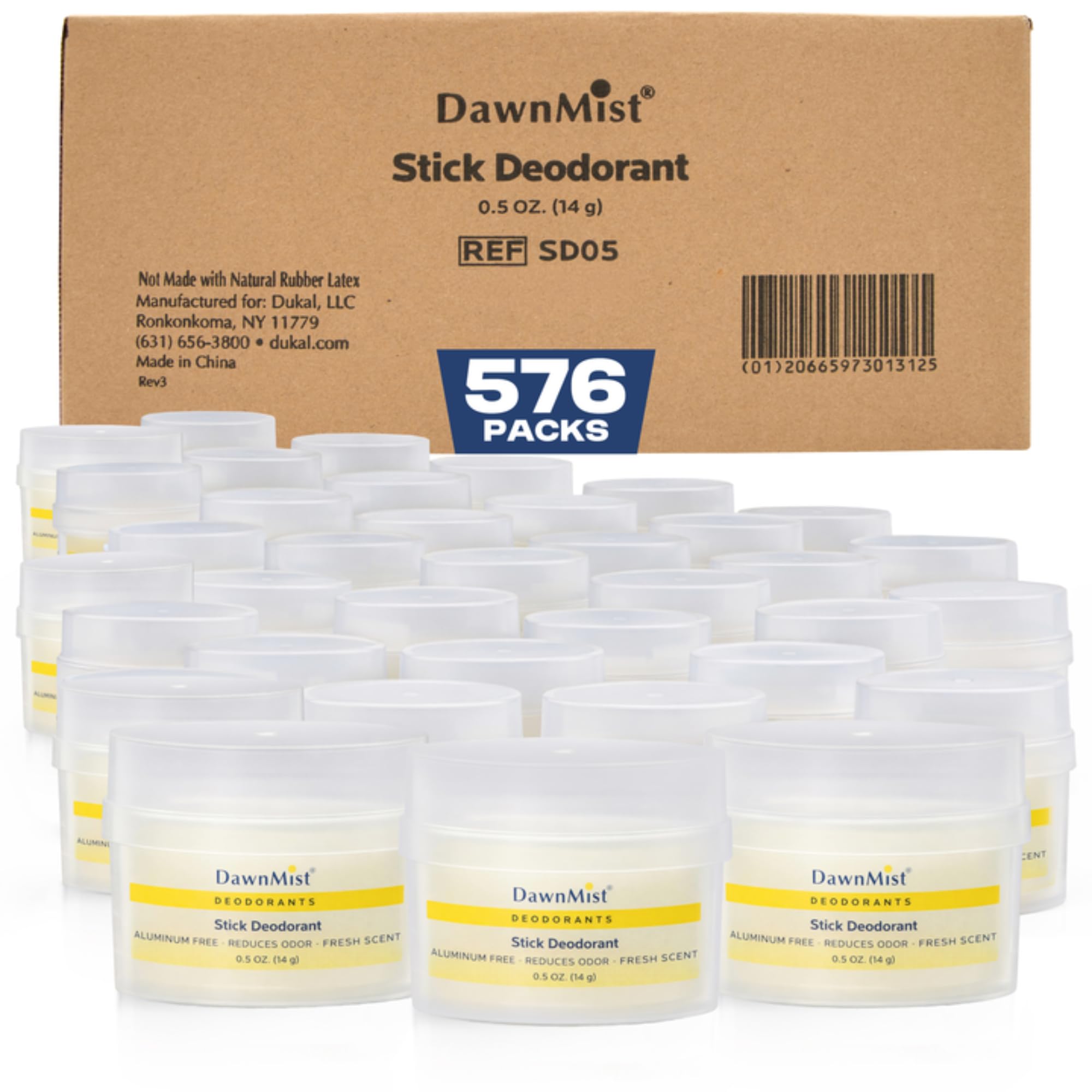 Dukal DawnMist Stick Deodorant, 0.5 oz – Clear, Full Case (144 Sticks/Box, 4 Boxes/Case, Pack of 576) – Long-Lasting Freshness for Daily Use