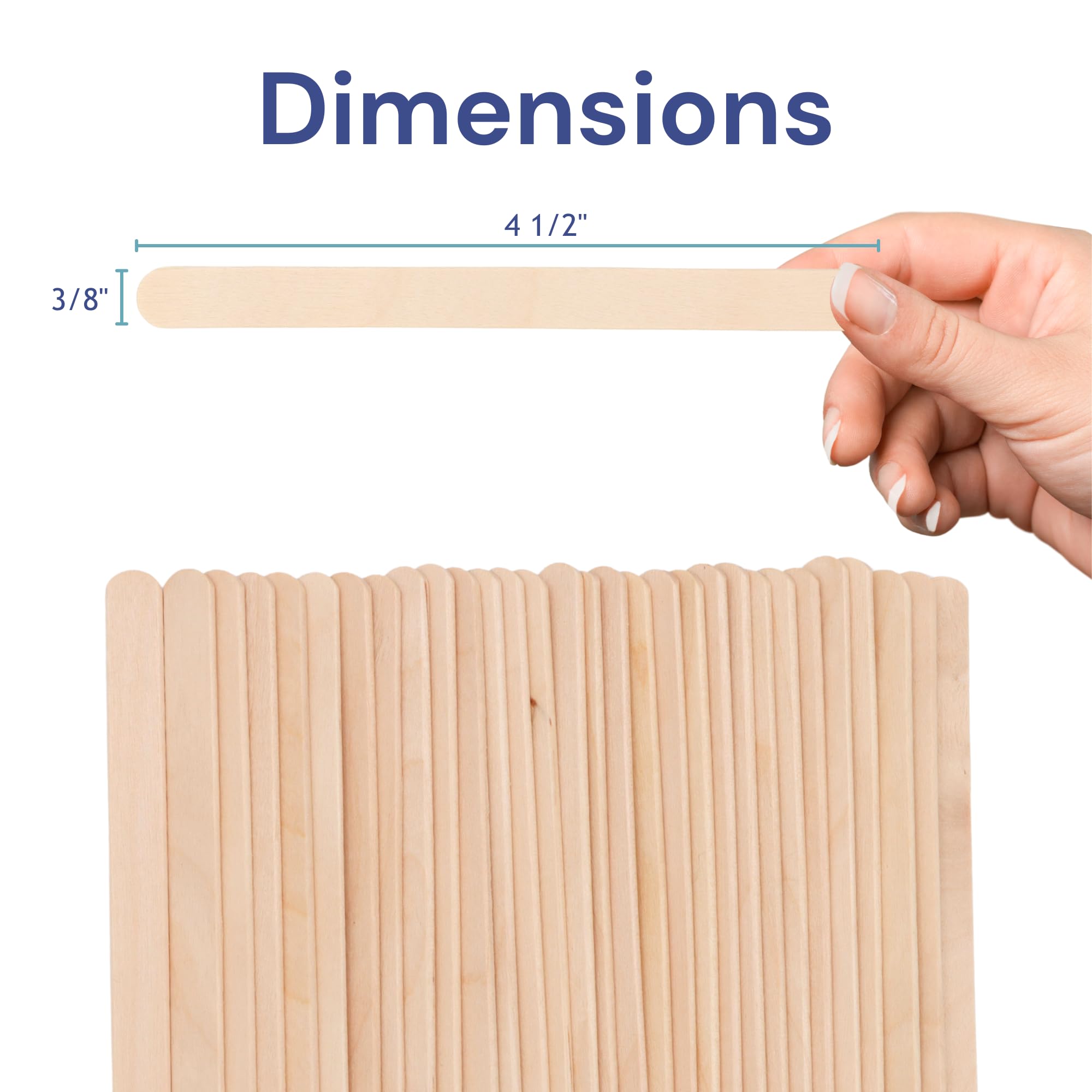 Dukal Small Wooden Wax Sticks - Body Hair Removal Applicator for Waxing, 3/8” x 4.5”