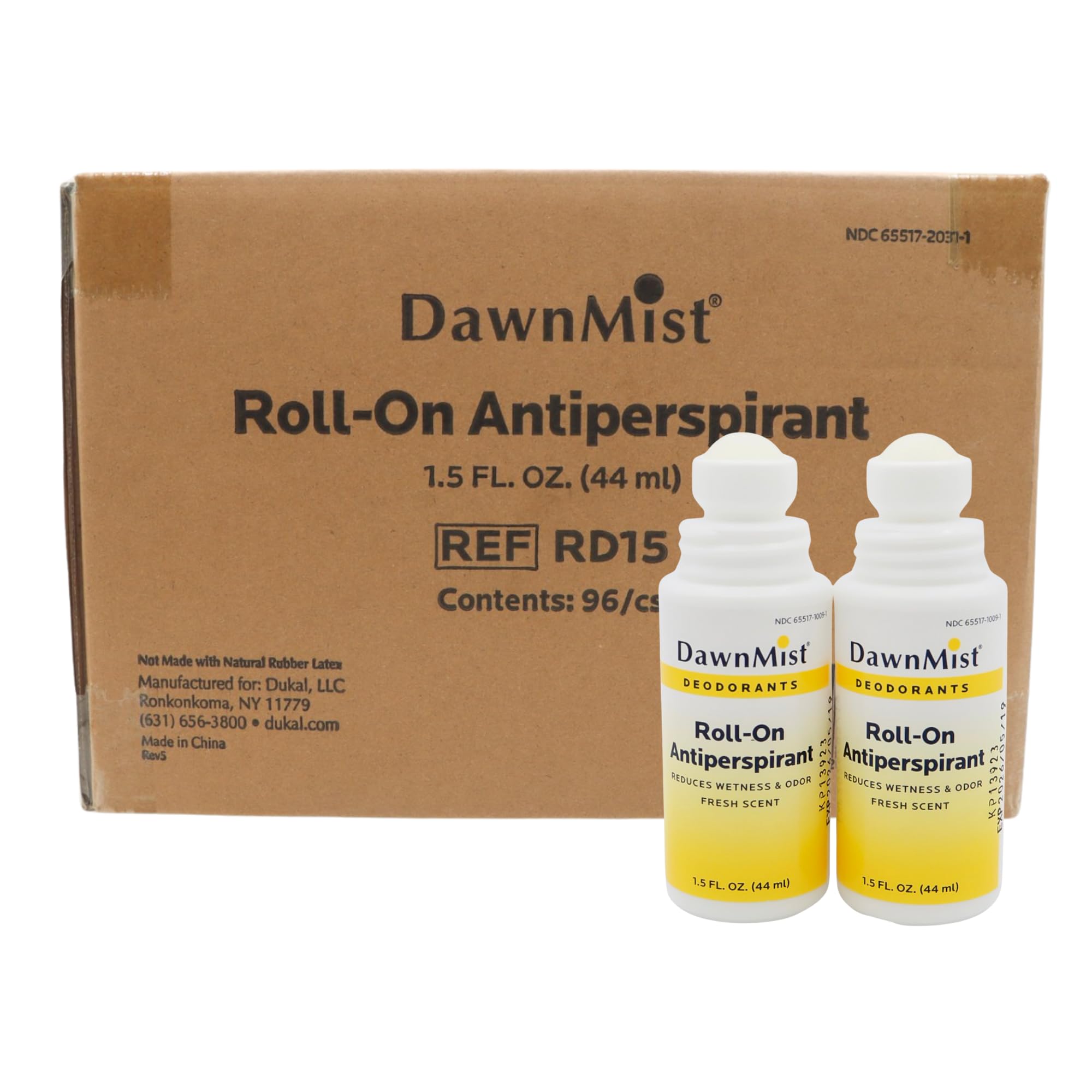 Dukal RD15 DawnMist Roll On Antiperspirant & Deodorant, Fresh Scent, Travel Size, 1.5oz