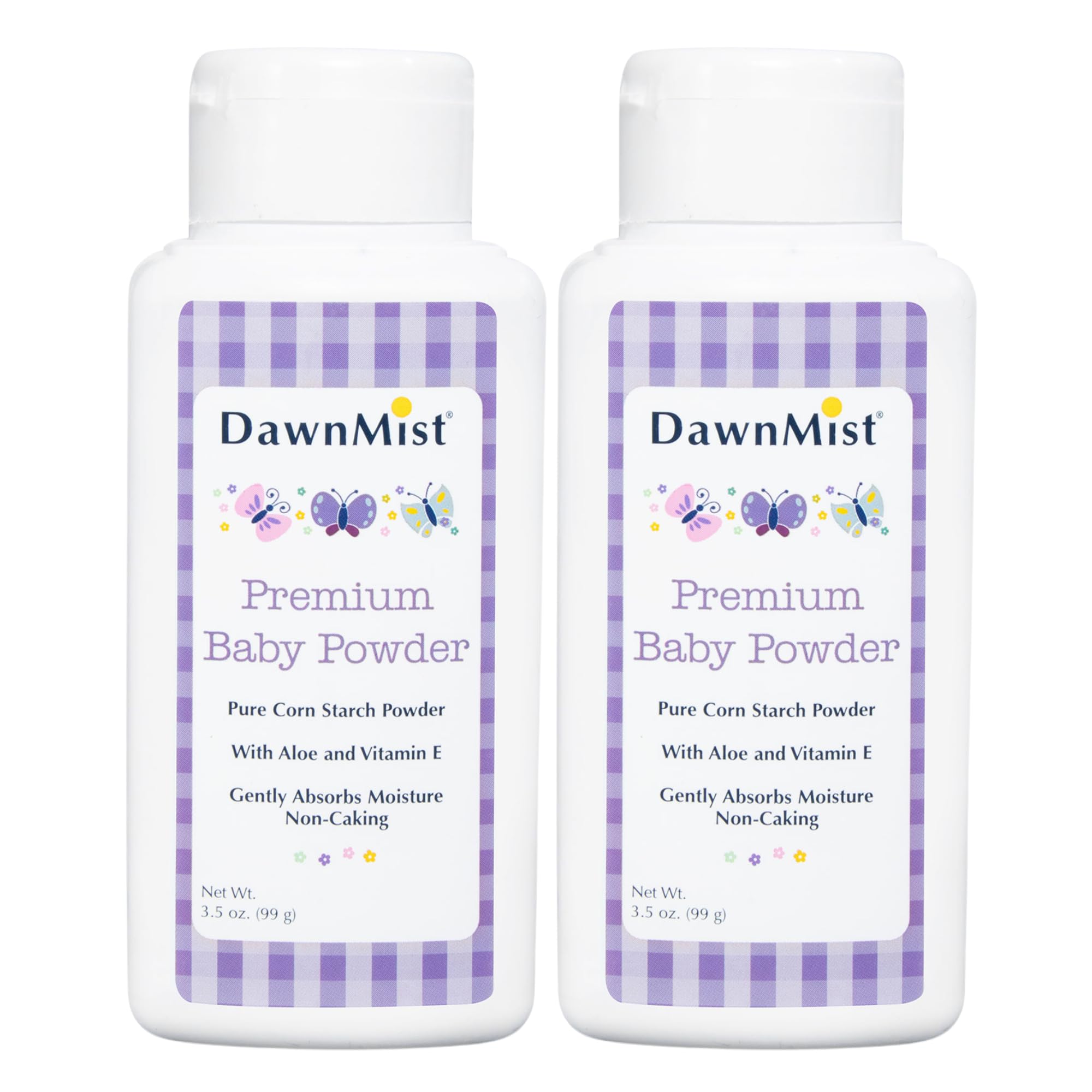 Dukal DawnMist Premium Baby Powder, 3.5 oz Bottles – Talc-Free Formula, Gentle & Soothing for Delicate Skin
