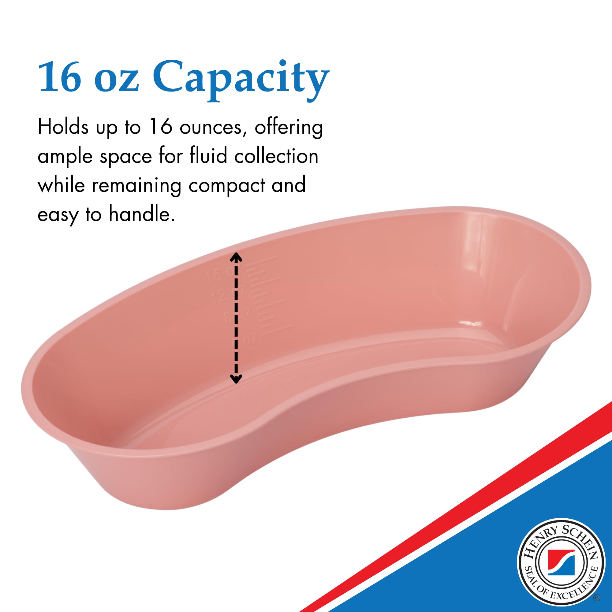 Emesis Basin Kidney Plastic Mauve 16oz - Reusable Plastic Kidney-Shaped, Mauve Color, 16oz Volume, 8-1/2" Primary Length, Disposable, 25/Box