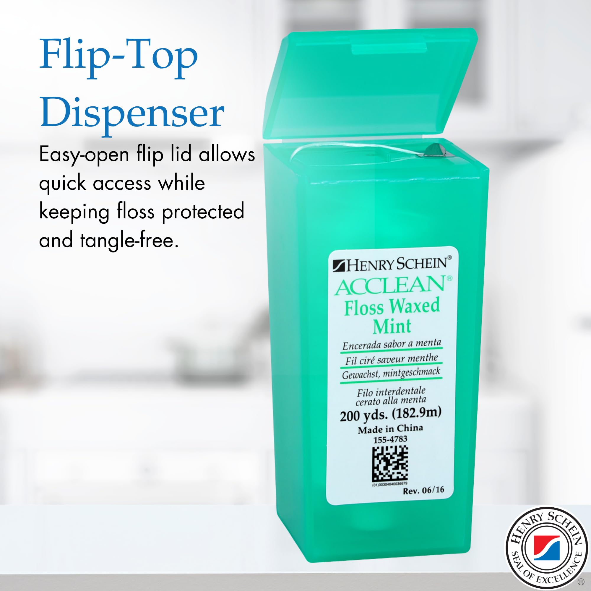 Acclean Dental Floss, Shred Resistant Nylon, Waxed, 200 Yards of Dental Floss, Unflavored, Office Size