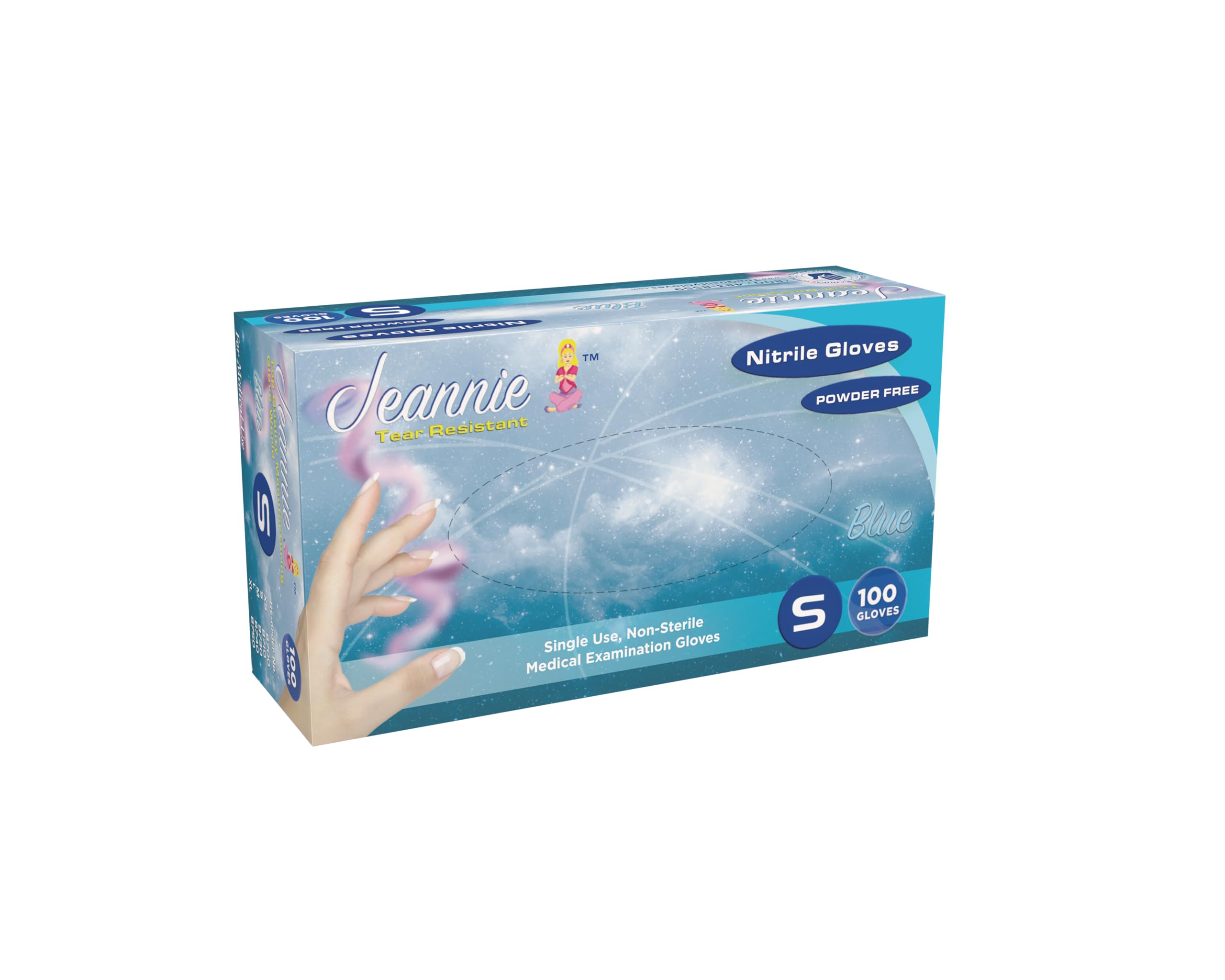 Jeannie Glove World Nitrile Disposable Gloves – Blue – Super Stretch, Tear-Resistant, Latex and Powder Free – Ideal for Food Prep, Arts & Crafts, Gardening, Light Tasks
