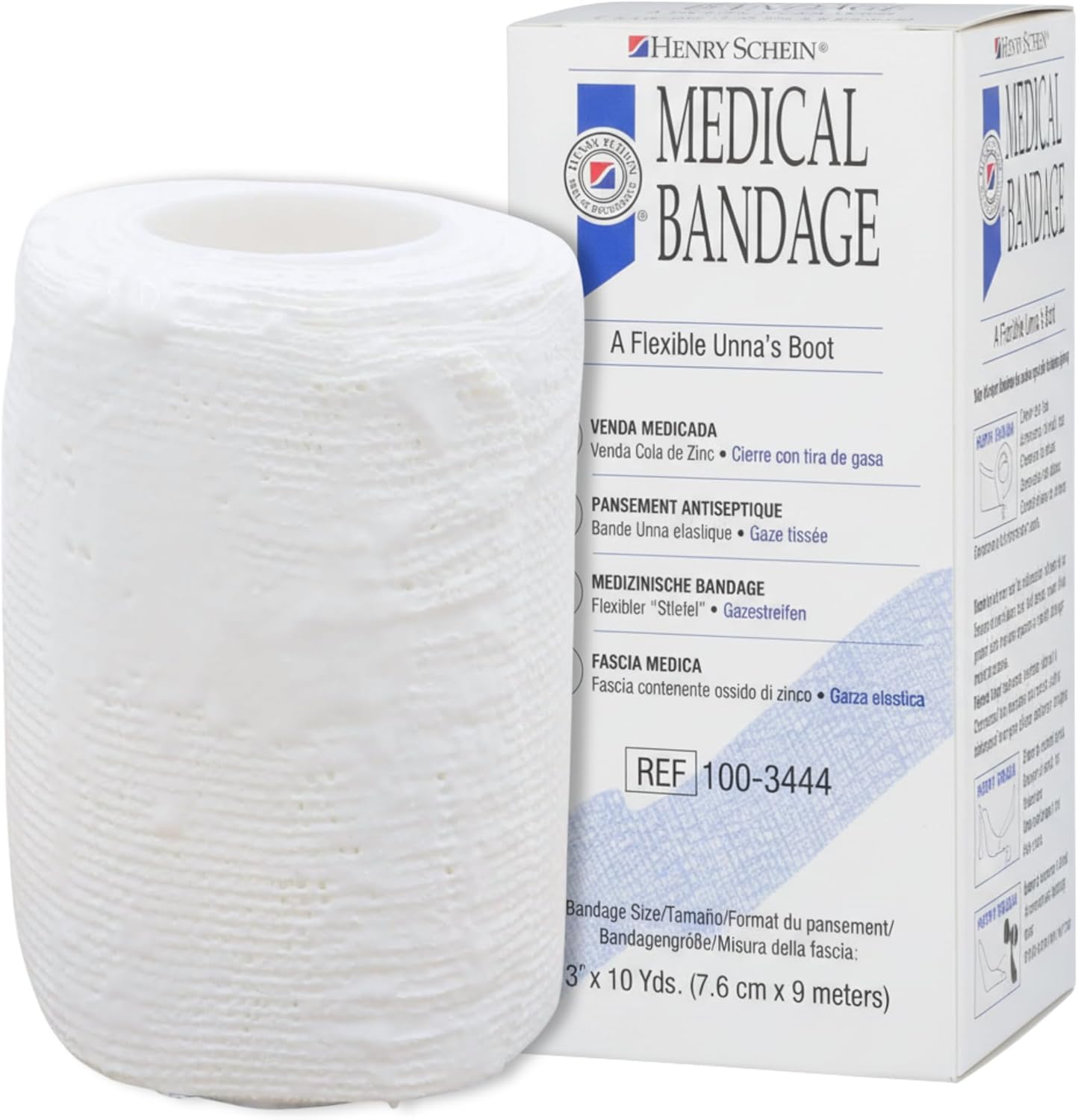 Henry Schein Unna Boot Bandage with Zinc Oxide – 3" x 10 yd – Soothing Compression Wrap for Venous Leg Ulcers, Edema, and Wound Care