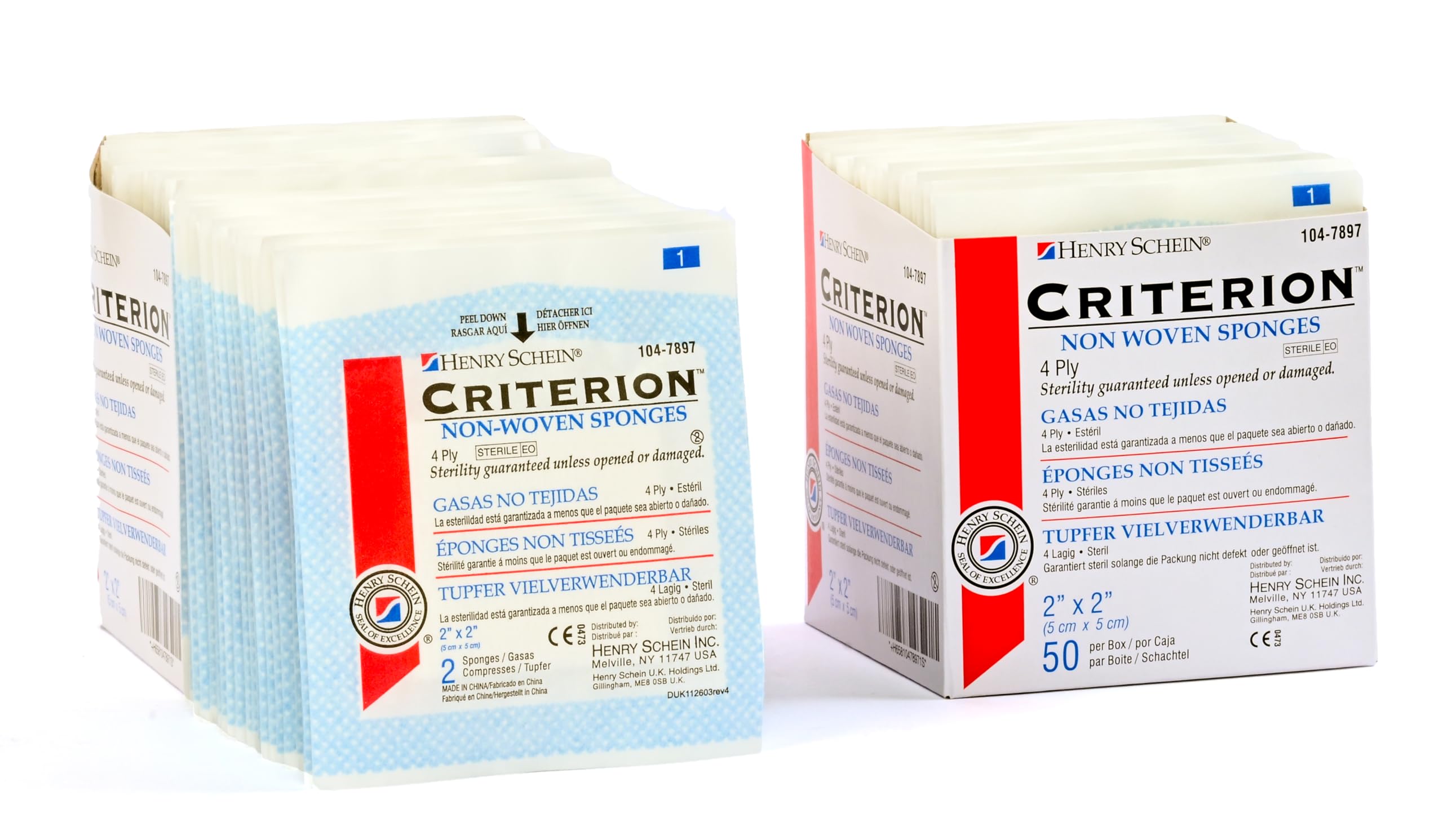 Henry Schein Criterion 3x3” Non-Woven Sponge- Rayon/Polyester Blend, 4-Ply, Sterile- 50/Pack