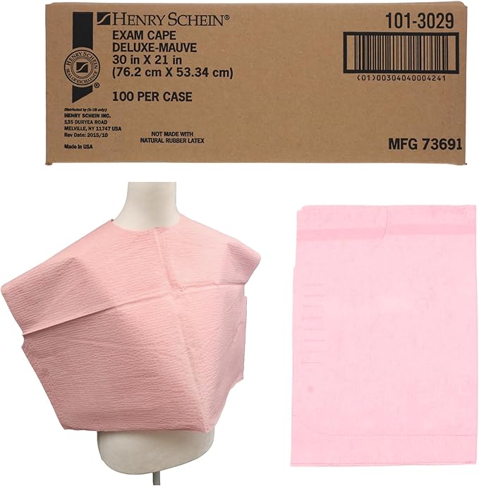 Henry Schein Disposable Exam Cape – 100/Case, 3-Ply Tissue, 30" x 21", Waist-Length Coverage for Patient Comfort & Protection
