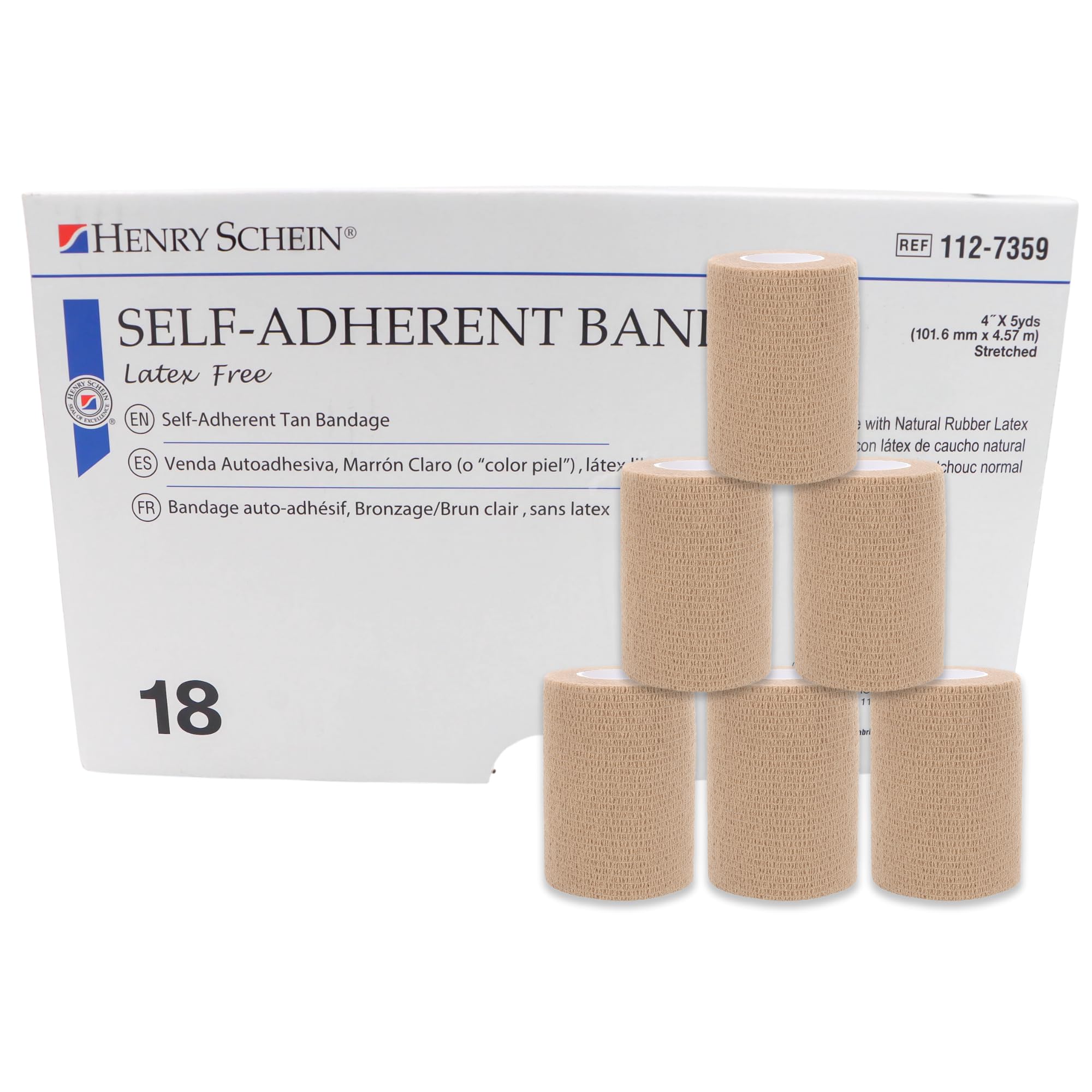 Henry Schein Premium Self-Adherent Elastic Bandage Wrap – Flexible, Latex-Free, Non-Sterile Medical Wrap for Compression & Wound Support