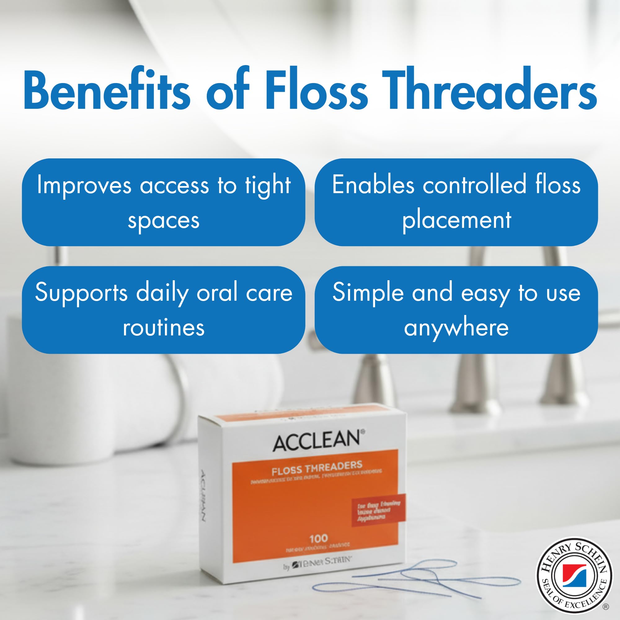 Acclean Floss Threaders, Dental Floss Threaders for Bridges, Orthodontic Appliances & Implants
