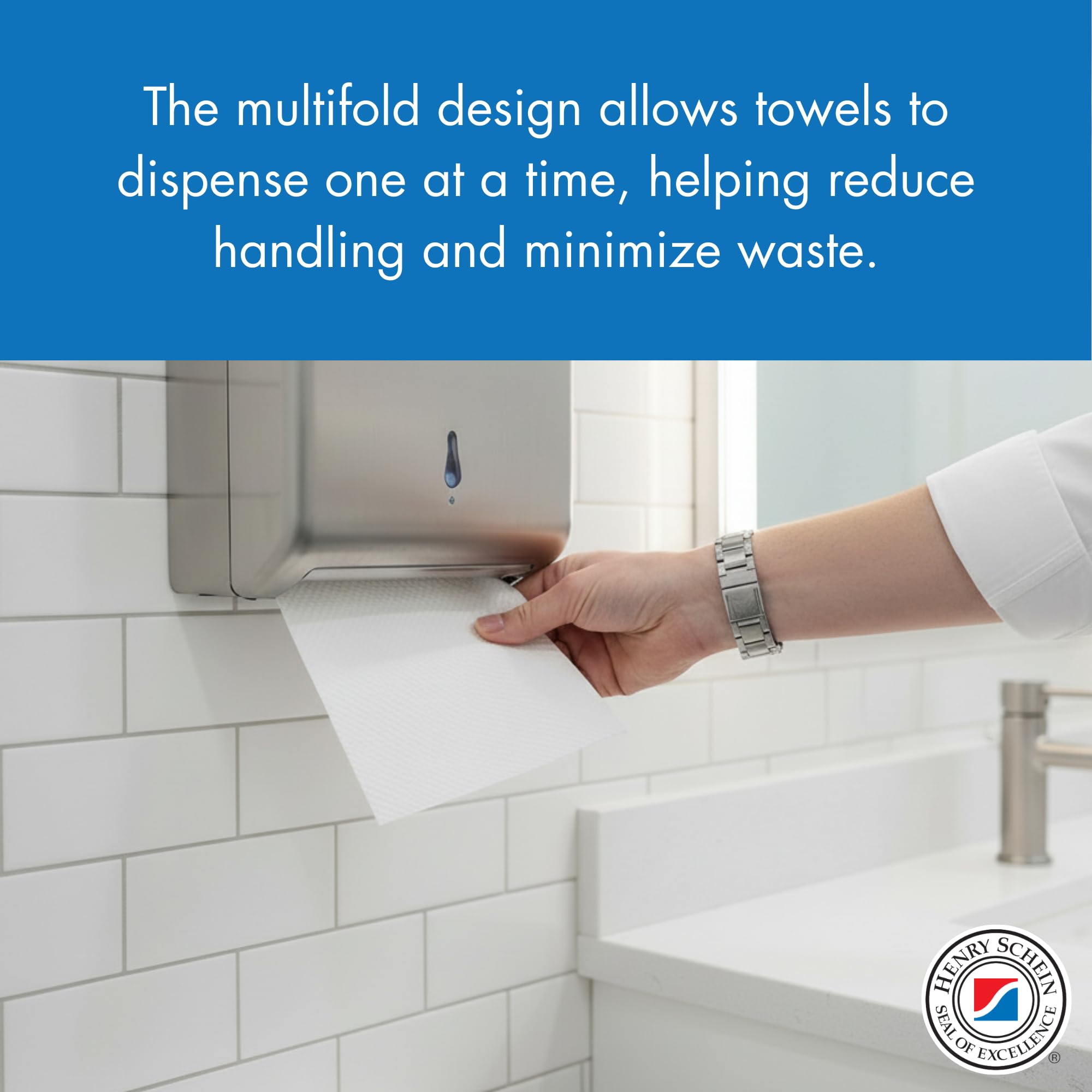 Henry Schein Multifold Paper Towels (570-0703) with Fast-Drying Absorbency Pockets, 16 Packs/Case, 250 Multifold Towels/Pack, White