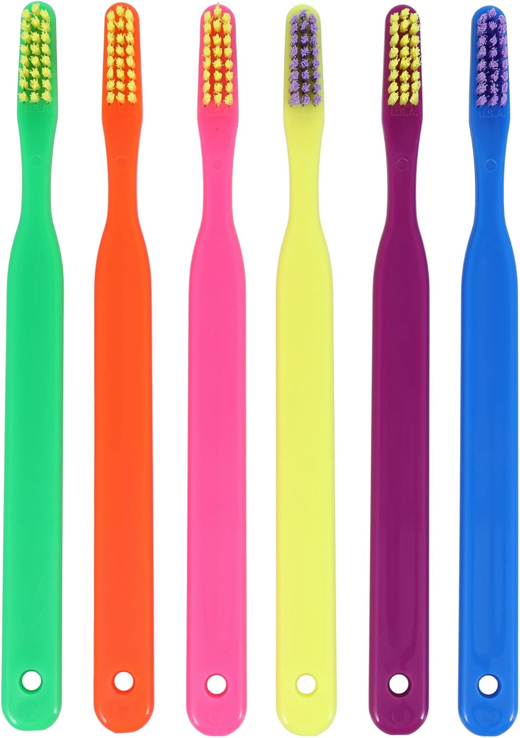 Henry Schein Acclean Child Toothbrush, Assorted Neon Colors, 24-Tuft Narrow Head, Soft Bristles, Manual Straight Handle, Individually Wrapped