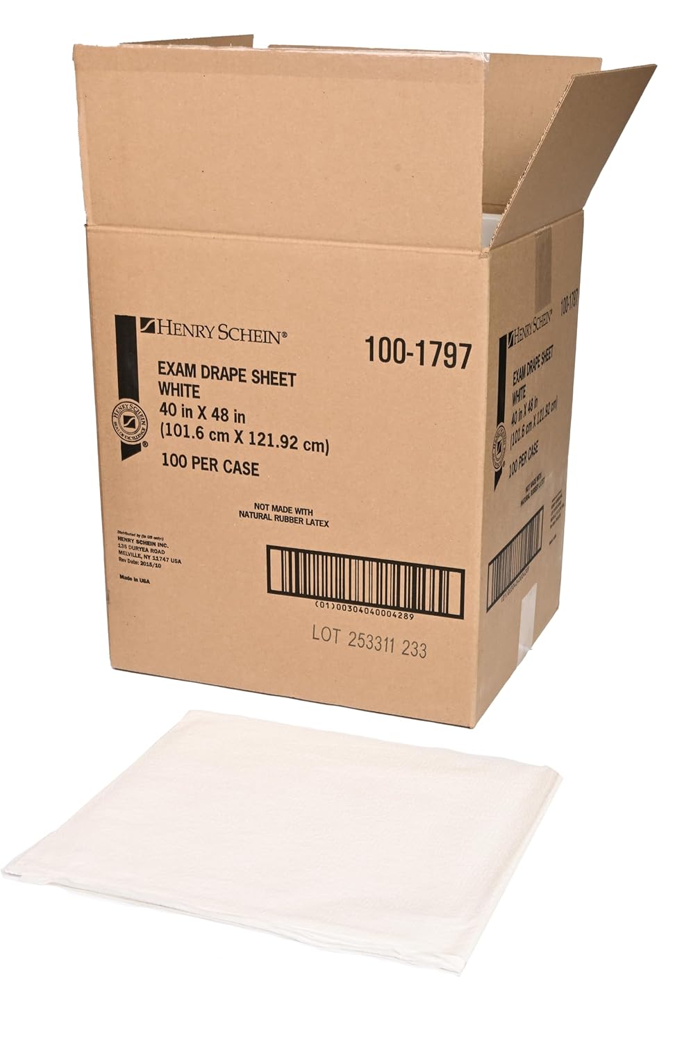 Henry Schein Single-Use Medical Patient Drape Sheets, Pack of 100, White, 40" x 48"