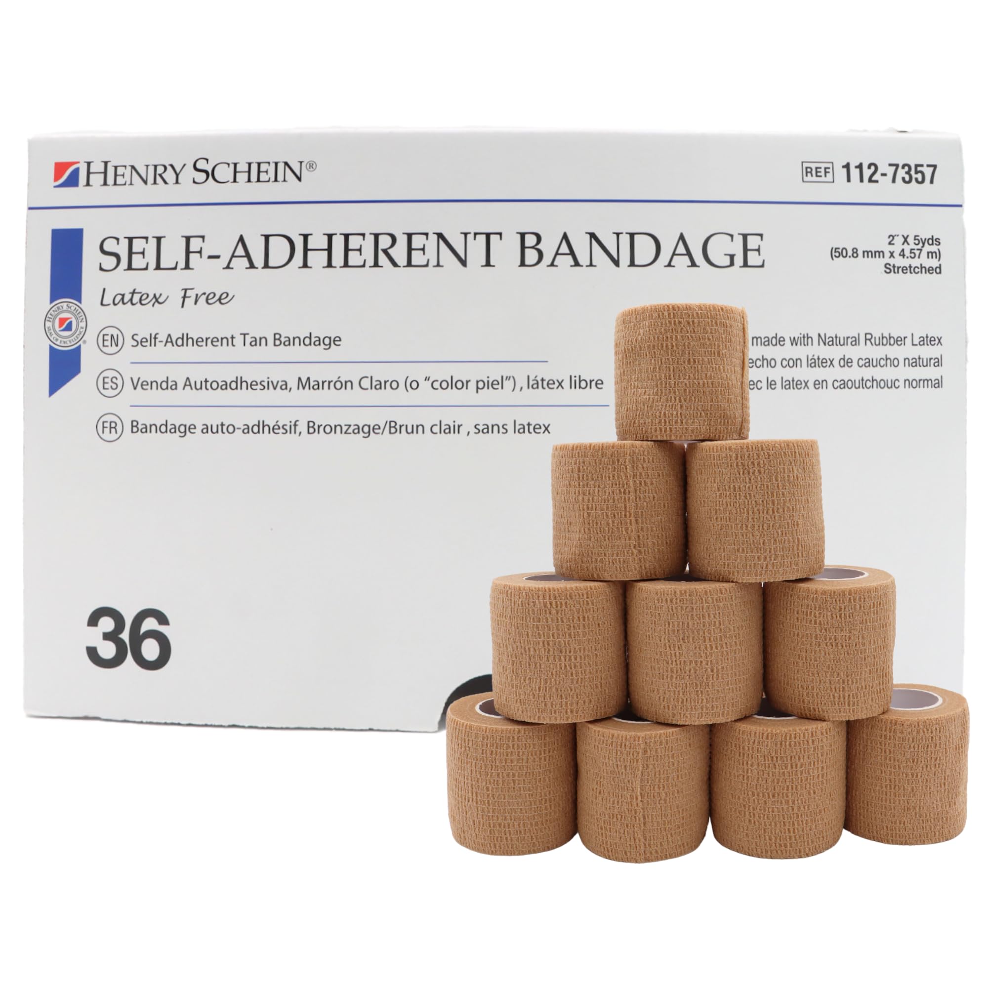Henry Schein Premium Self-Adherent Elastic Bandage Wrap – Flexible, Latex-Free, Non-Sterile Medical Wrap for Compression & Wound Support