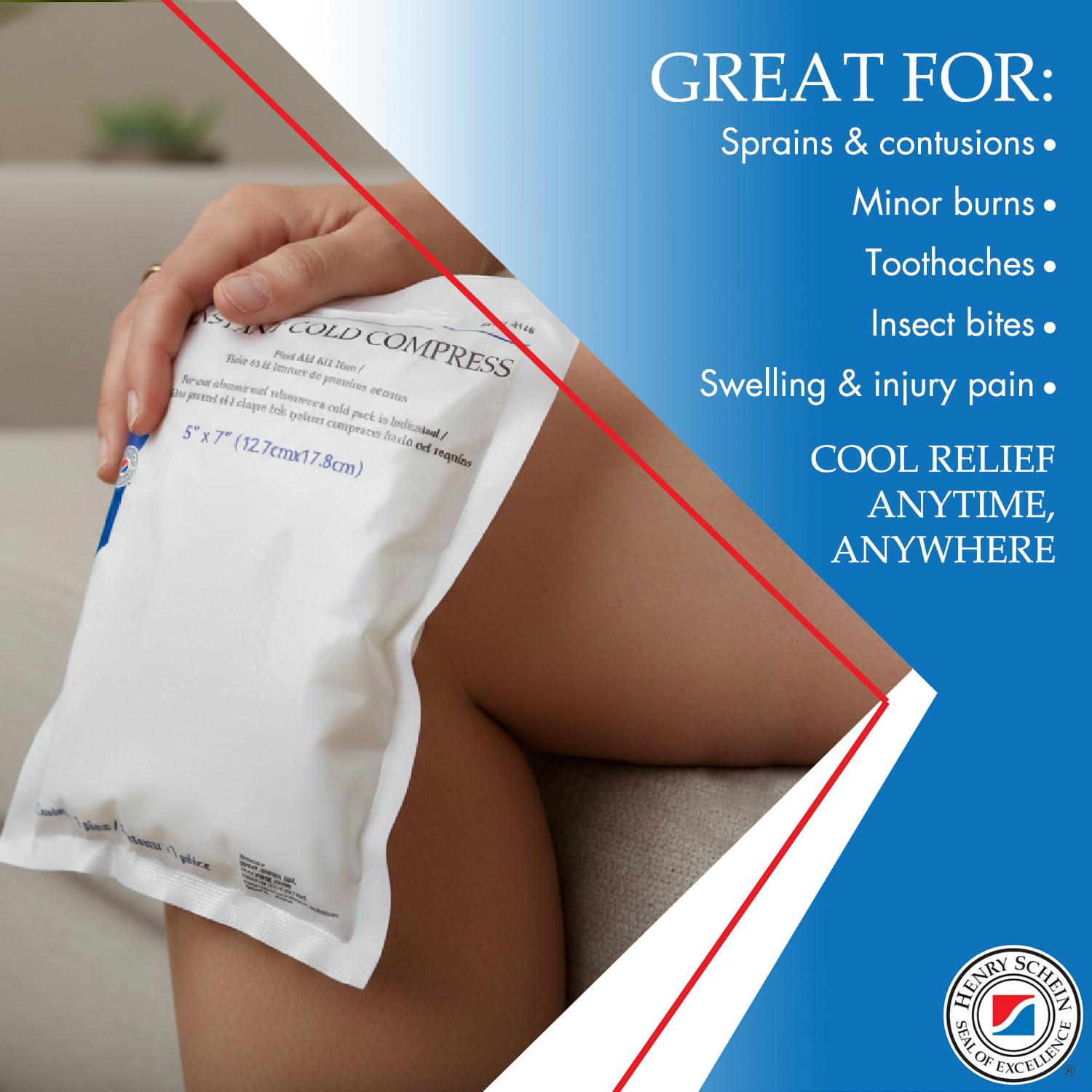 Henry Schein Instant Cold Packs, 5" x 5.5" (50 Pack) – Disposable Single-Use Ice Packs for Pain Relief, Swelling, Sprains, Sports Injuries, First Aid & Toothaches