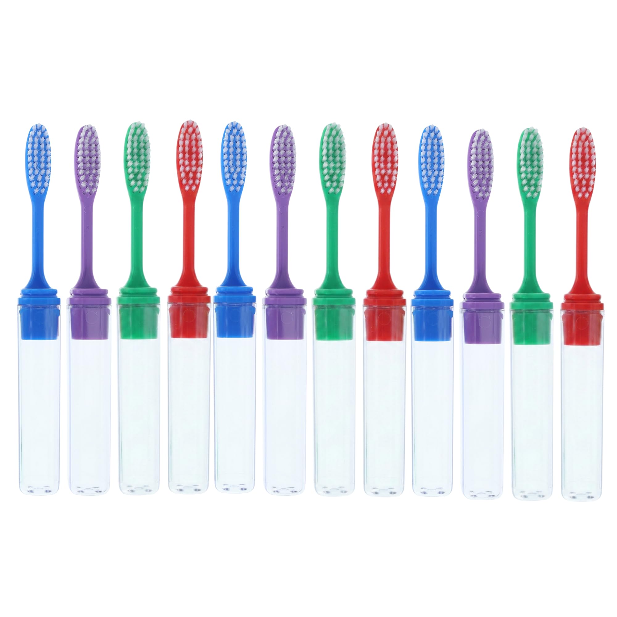 Henry Schein Acclean Travel Toothbrush Full Head with Cover, Assorted Colors, Portable Manual Toothbrush for Home, Work, Gym, and Travel Use