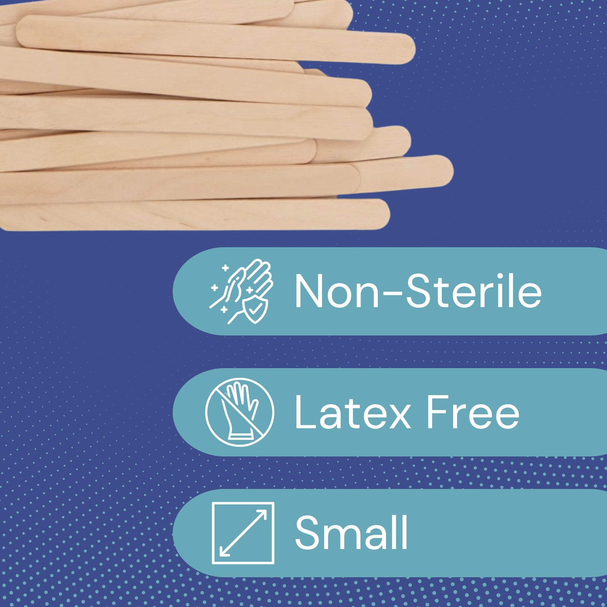 Dukal Small Wooden Wax Sticks - Body Hair Removal Applicator for Waxing, 3/8” x 4.5”