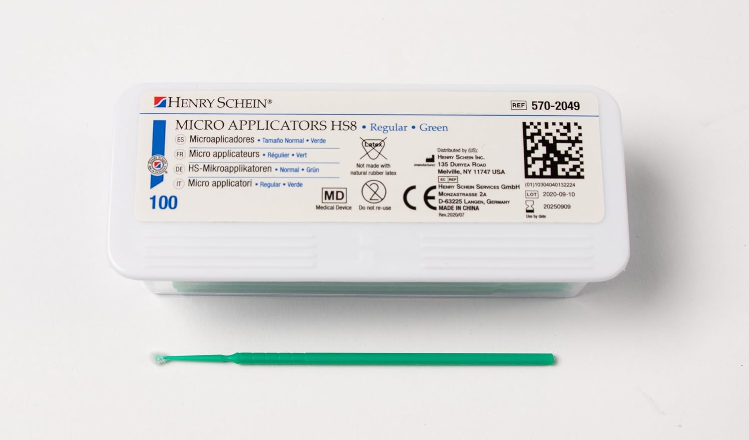 Henry Schein Bendable Micro Applicator, Fine Tip, Disposable, Bendable Neck for Precision Application - Latex-Free Microbrush Swabs for Dental, Medical, and Cosmetic Use