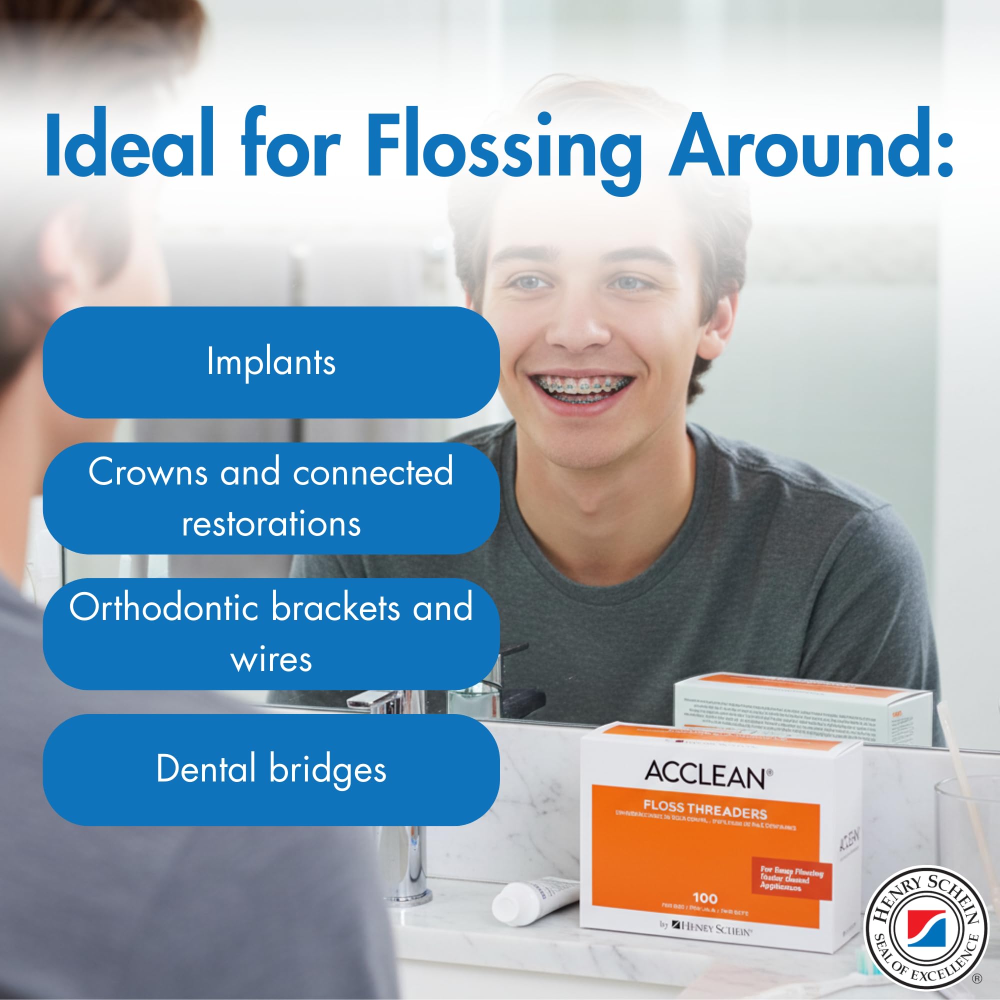 Acclean Floss Threaders, Dental Floss Threaders for Bridges, Orthodontic Appliances & Implants