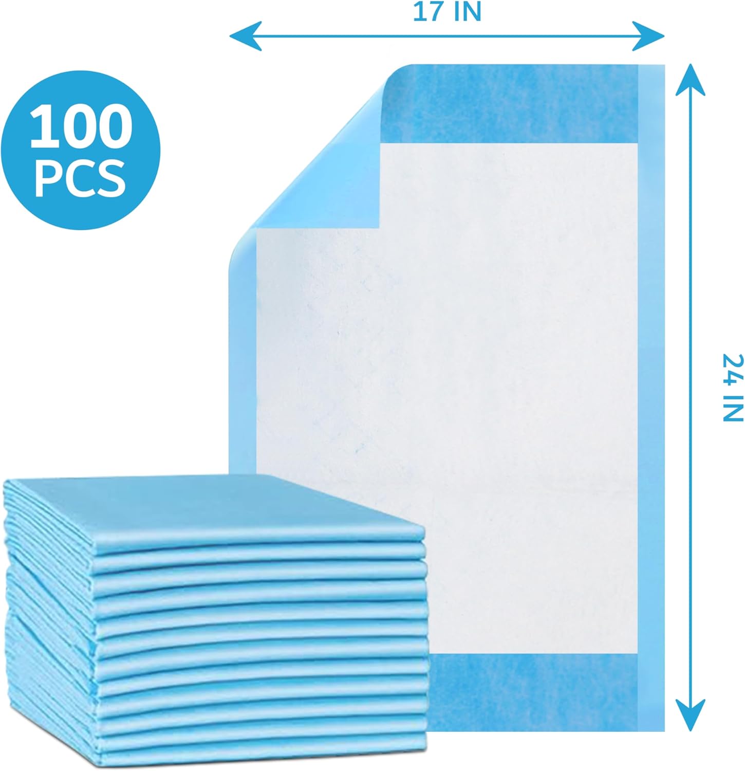 Henry Schein Disposable Underpads 17'' x 24'' Incontinence Pads, Bed Covers, Puppy Training | Thick, Super Absorbent Protection for Kids, Adults, Elderly | Liquid, Urine, Accidents