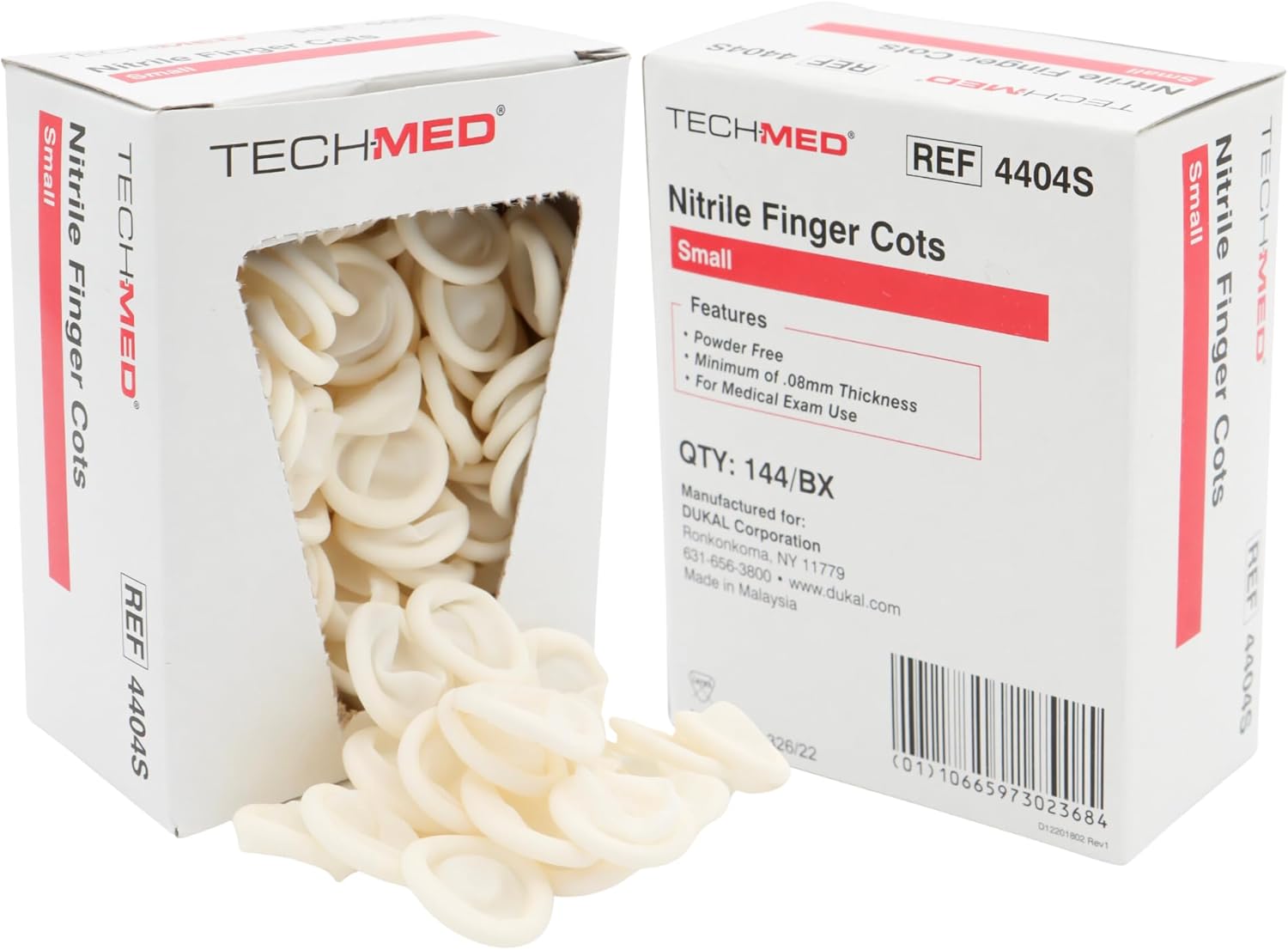 Dukal Tech-Med 4404 Series Finger Cot, Size S-XL, Nitrile (Pack of 144)