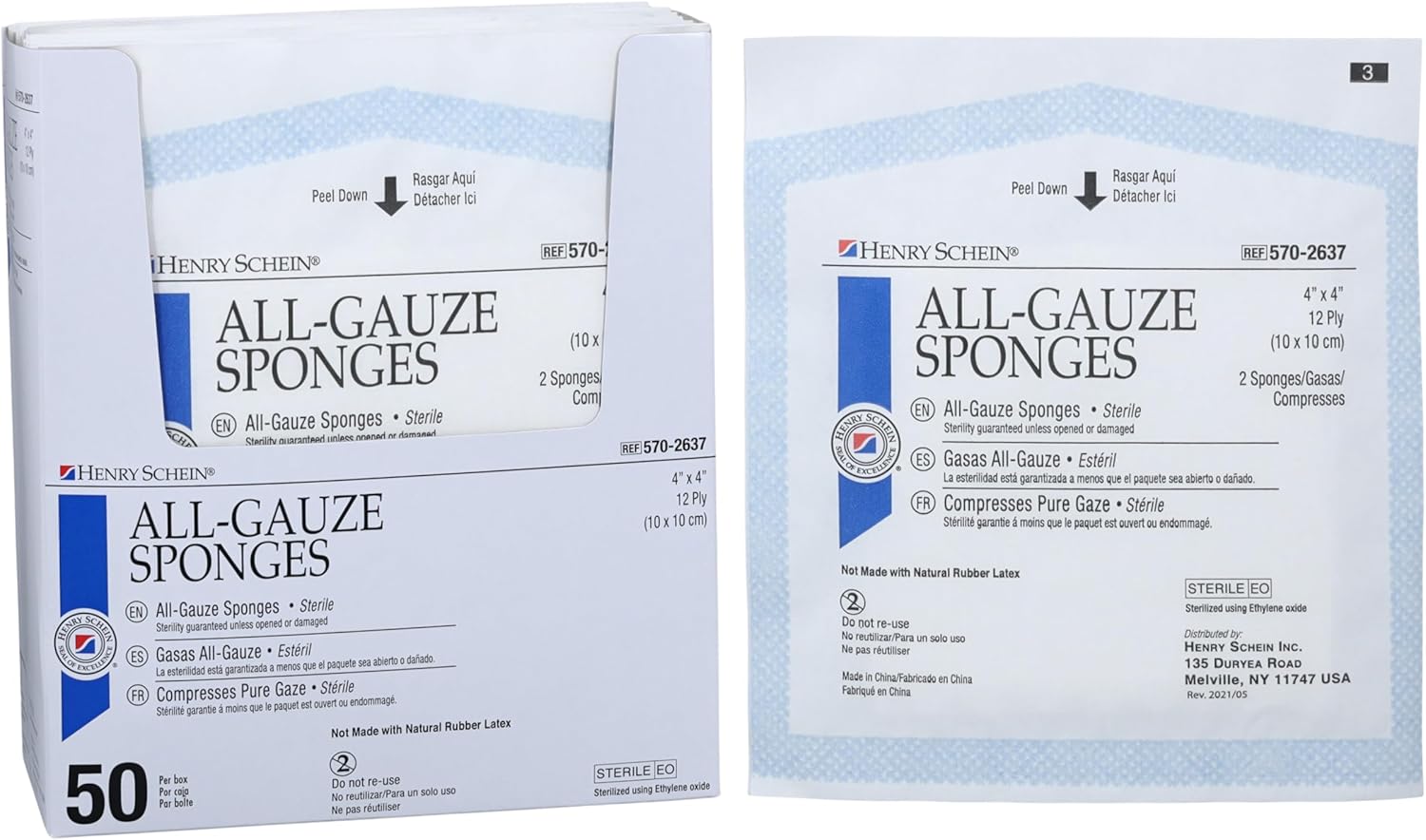 Premium 100% Cotton All-Gauze Sponge 4x4 12 Ply Sterile Square for Wound Care & Home First Aid Kits